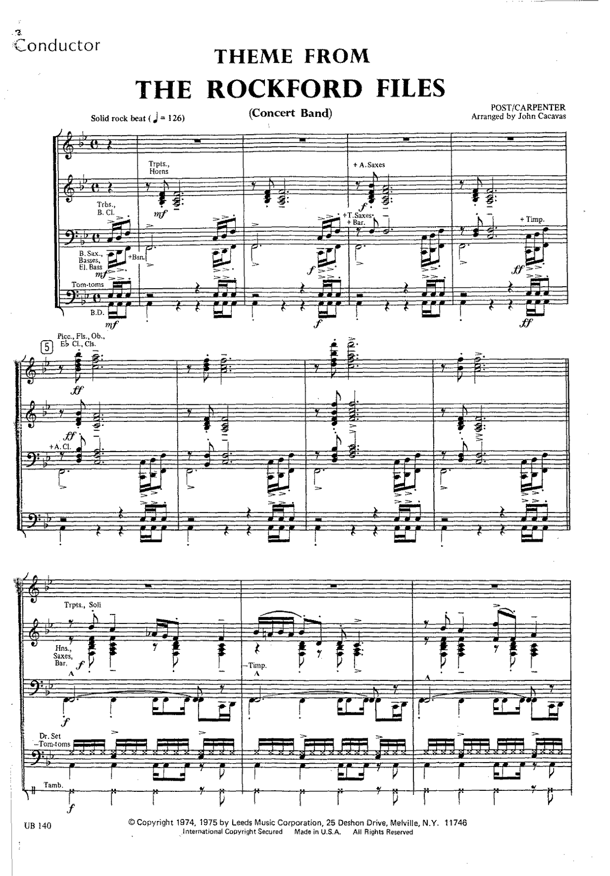 Theme From The Rockford Files — sheet music cover (first page)