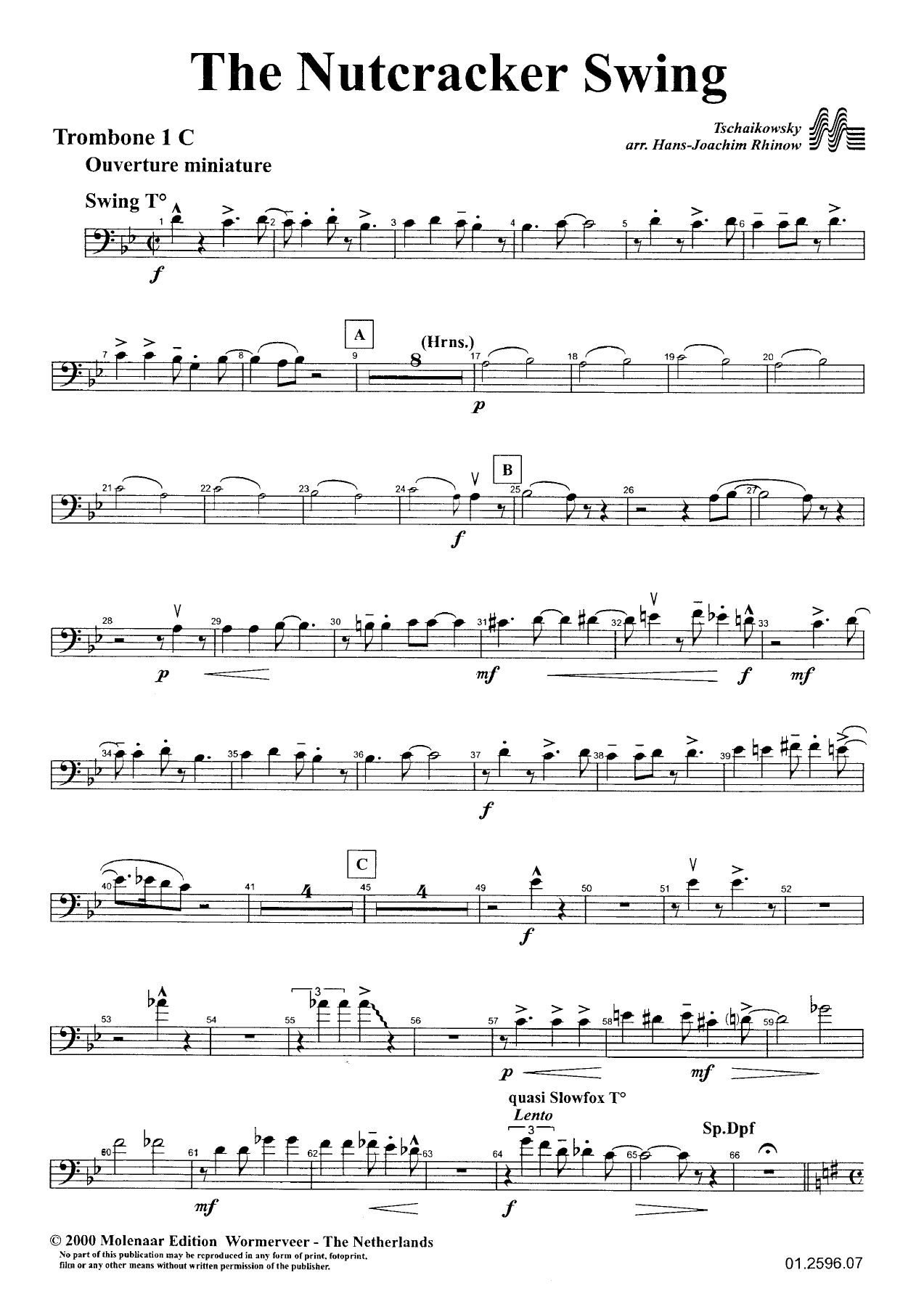 The Nutcracker Swing - Trombone — sheet music cover (first page)