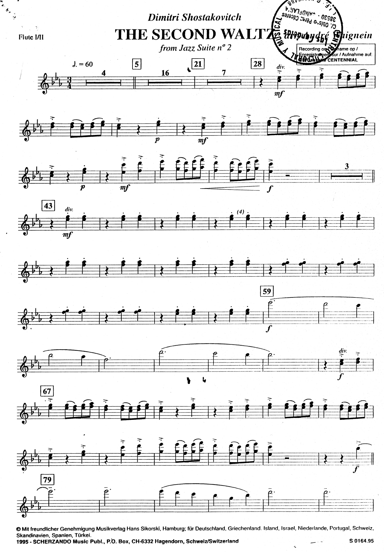 The second Waltz-partes — sheet music cover (first page)