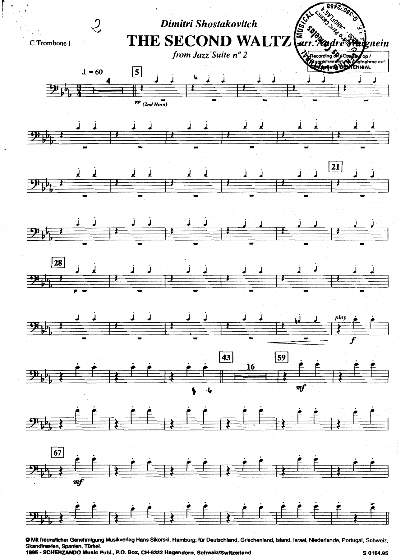 trombon — sheet music cover (first page)