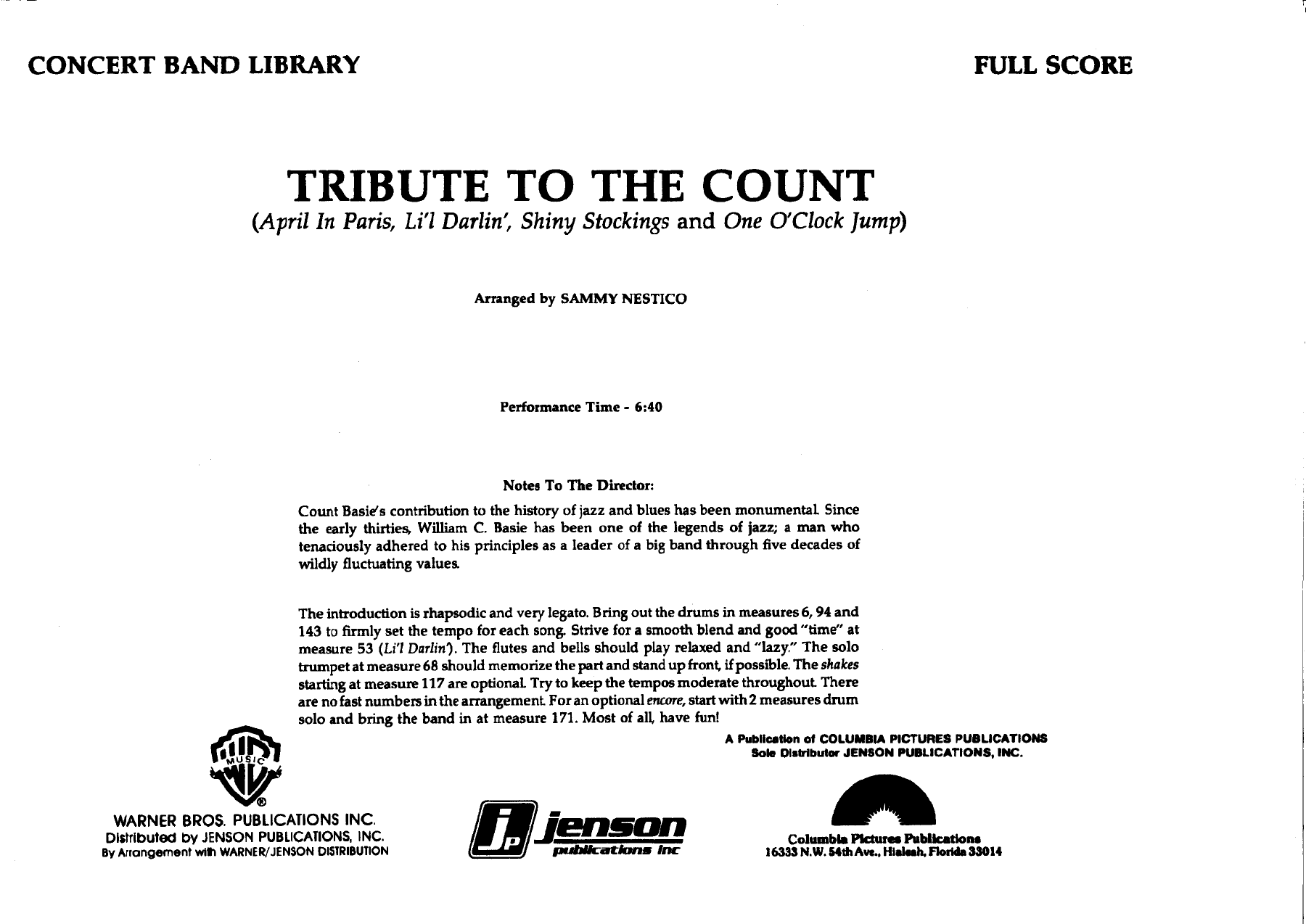 Tribute To The Count — sheet music cover (first page)