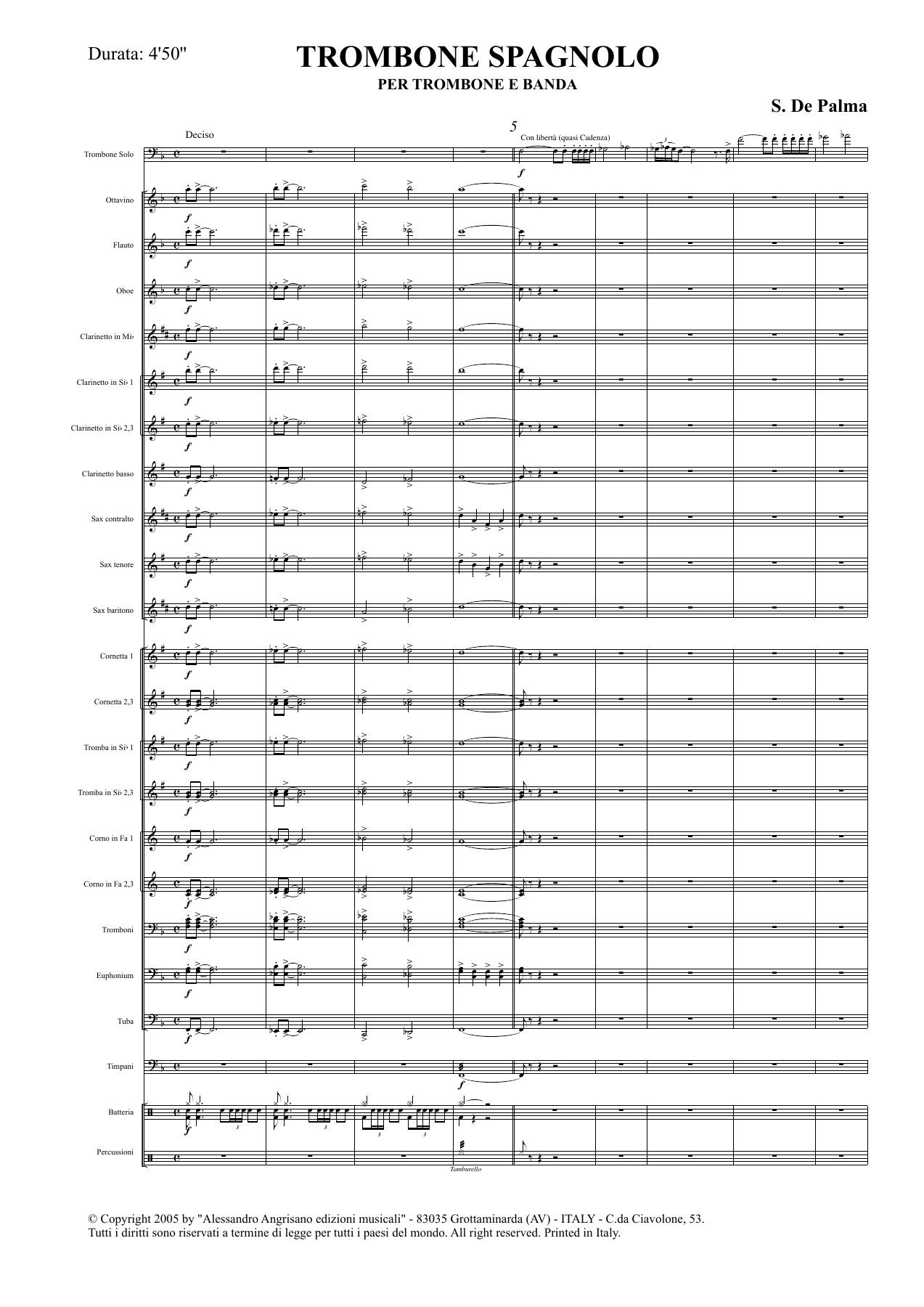 Trombone spagnolo — sheet music cover (first page)