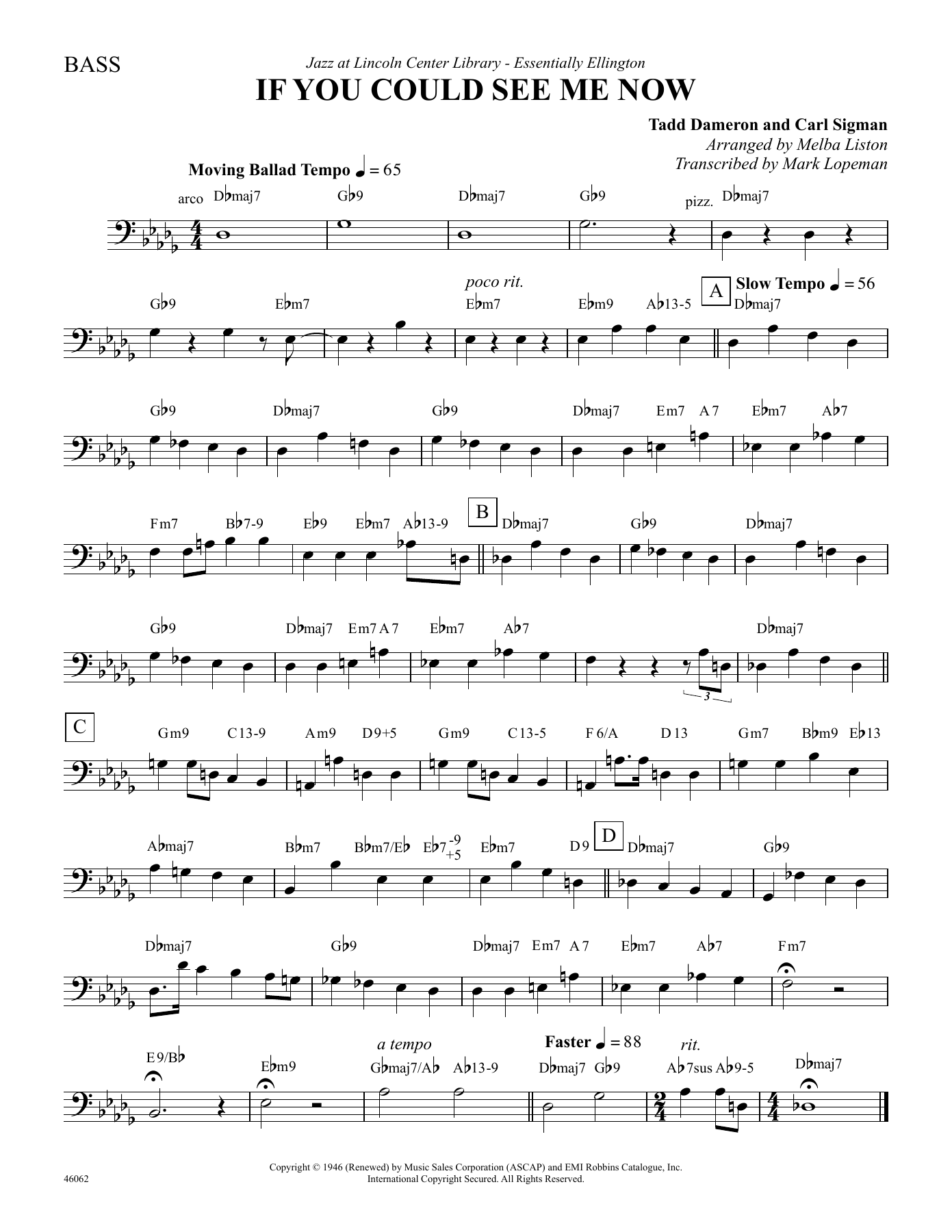 If You Could See Me Now — big_band_vocal sheet music arranged by Bass | Jazz Standard