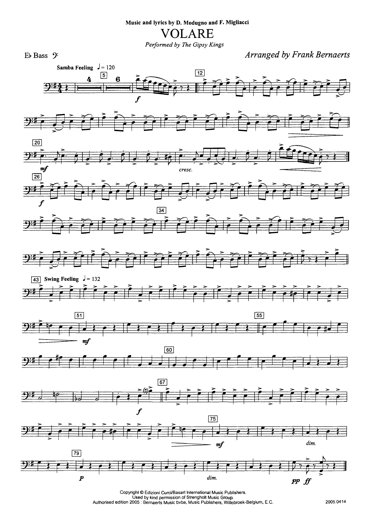 Bass Eb cle fa — sheet music cover (first page)