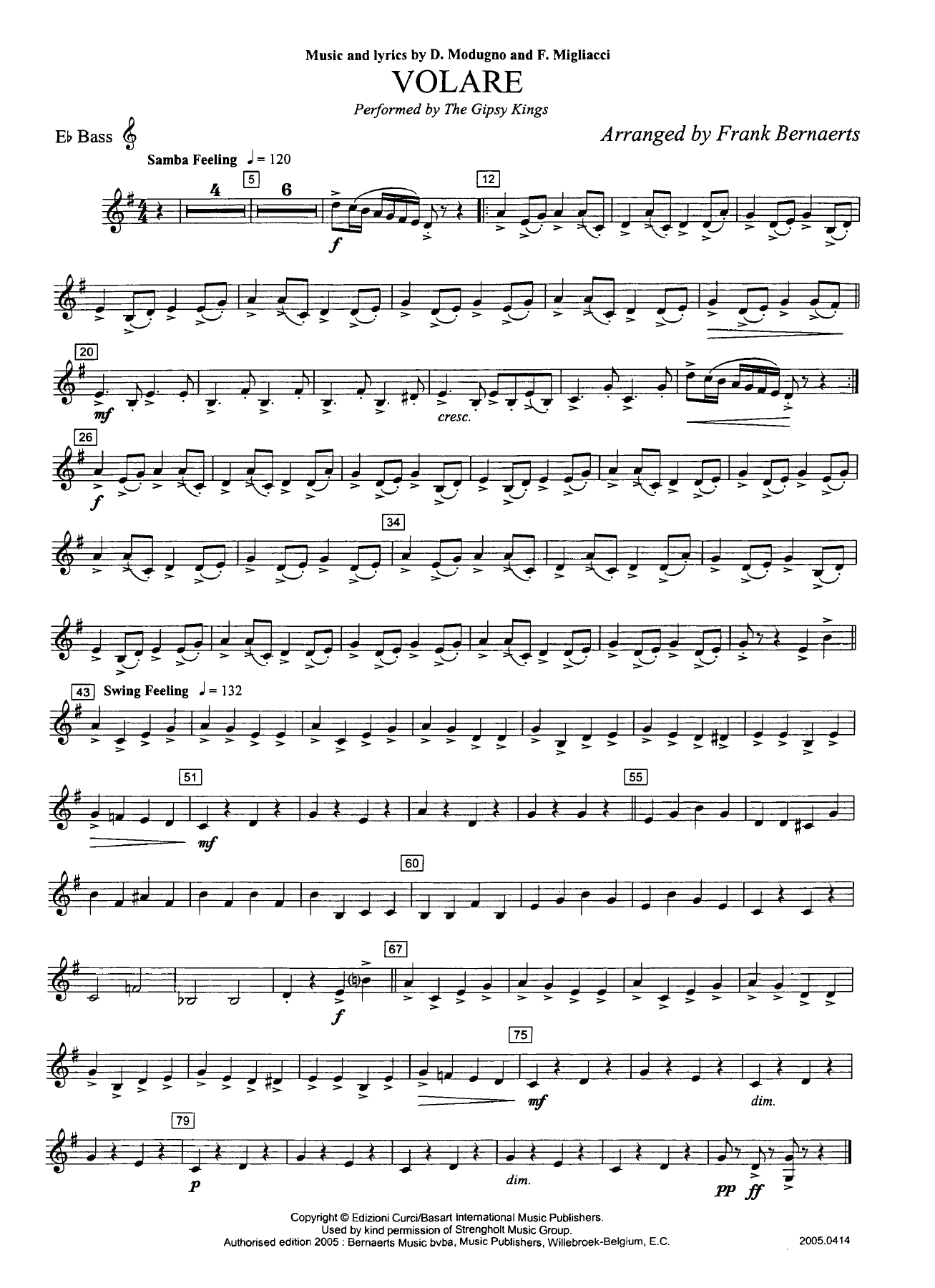 Bass Eb cle sol — sheet music cover (first page)
