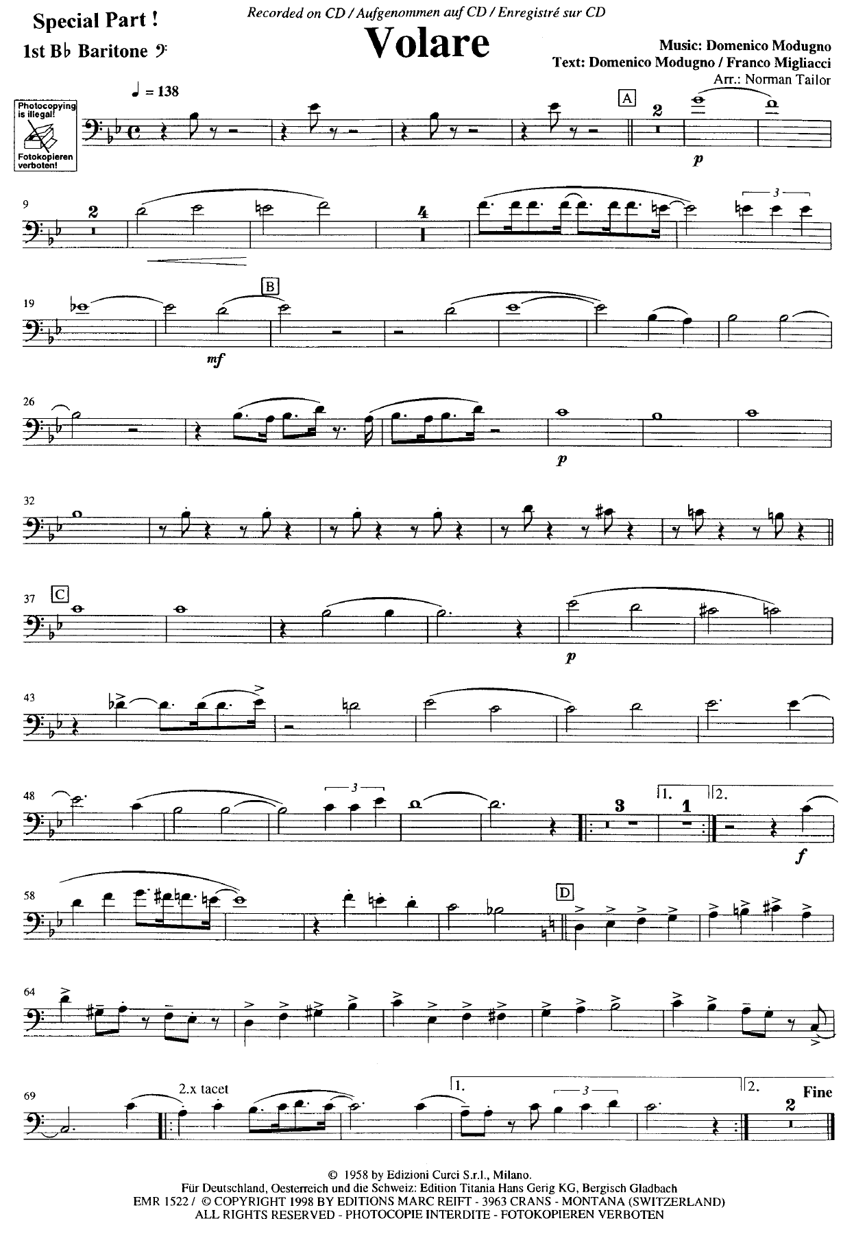 Baritone Sib 1 Especial — sheet music cover (first page)