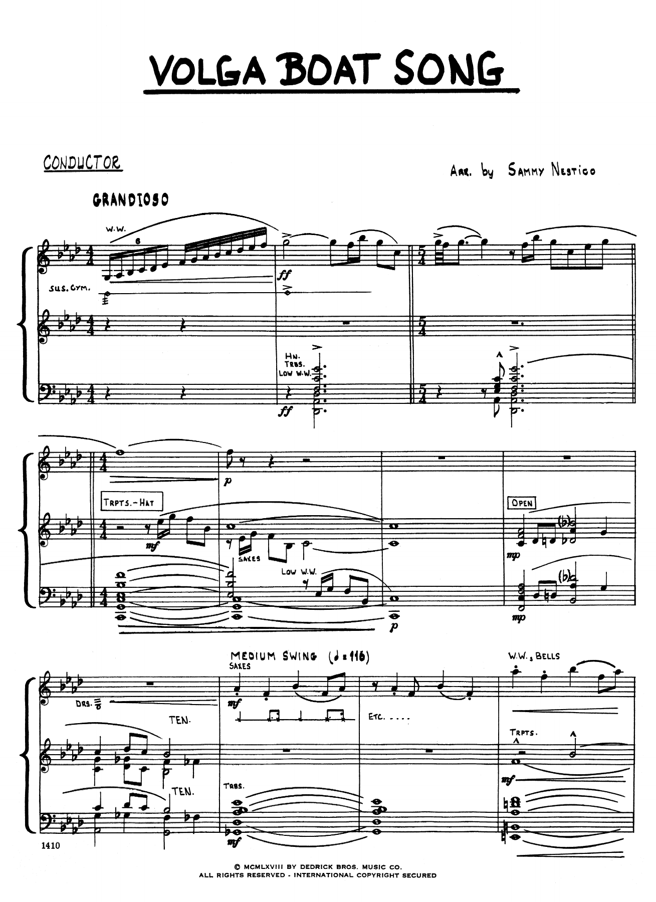 Volga Boat Song — concert_band sheet music arranged by S.Nestico | Traditional