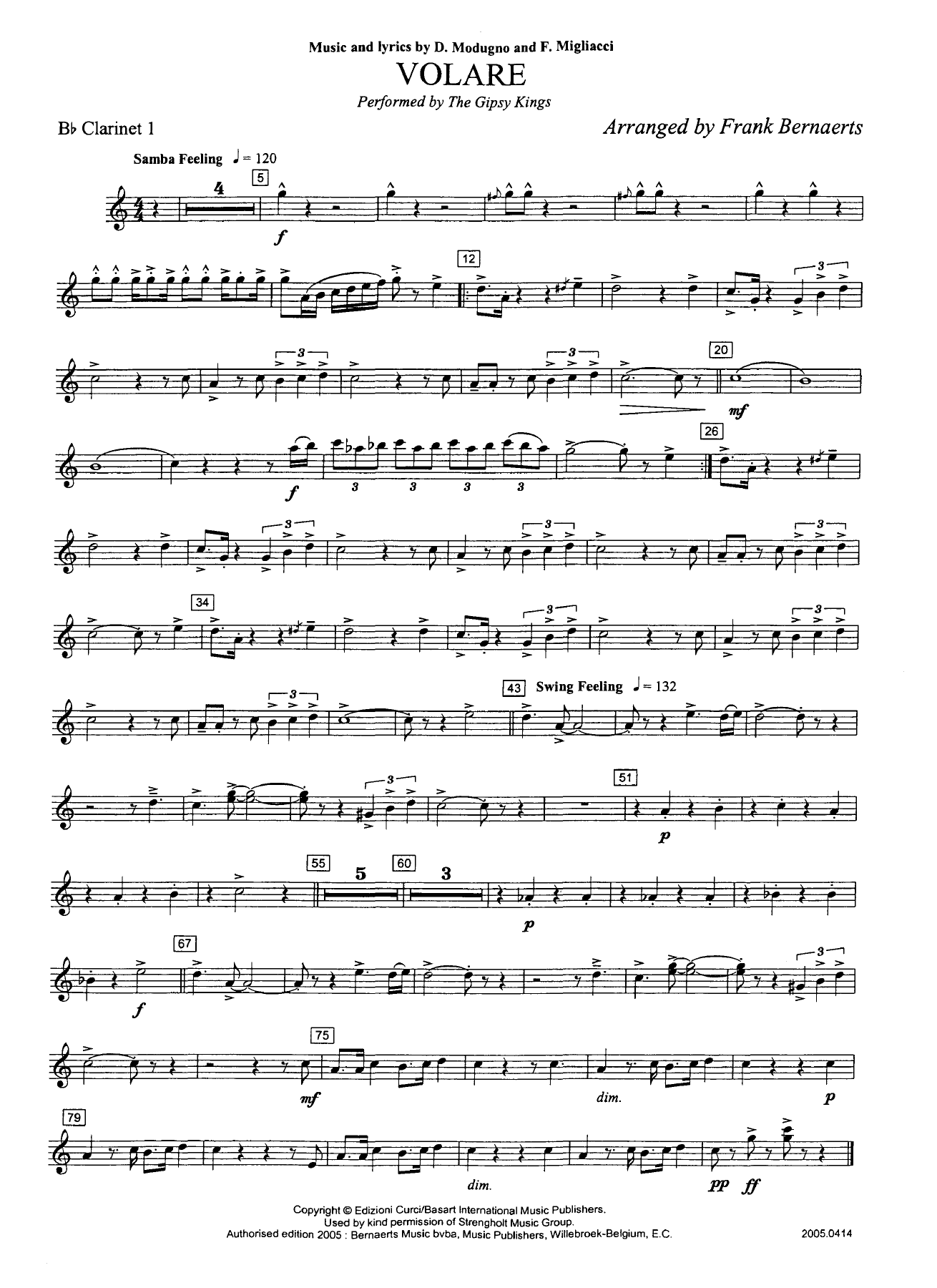 Clarinette 1 Bb — sheet music cover (first page)