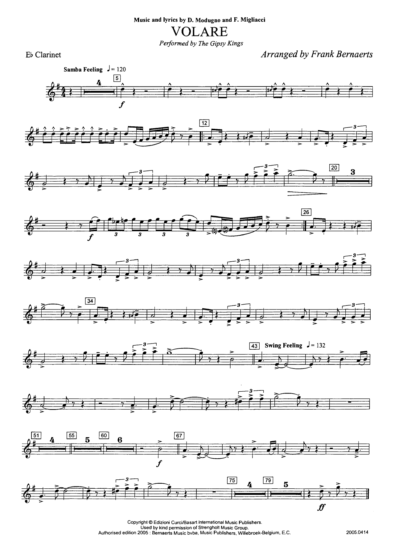 Clarinette 1 Eb — sheet music cover (first page)