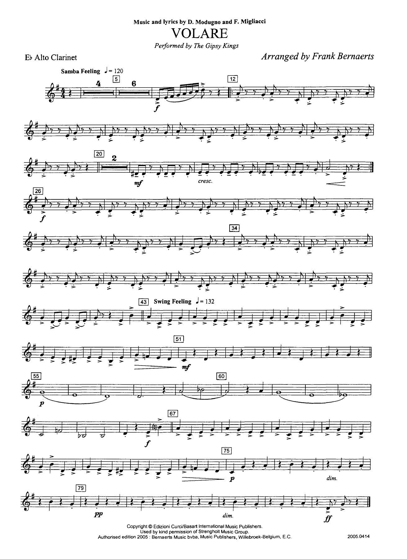 Clarinette Alto Eb — sheet music cover (first page)