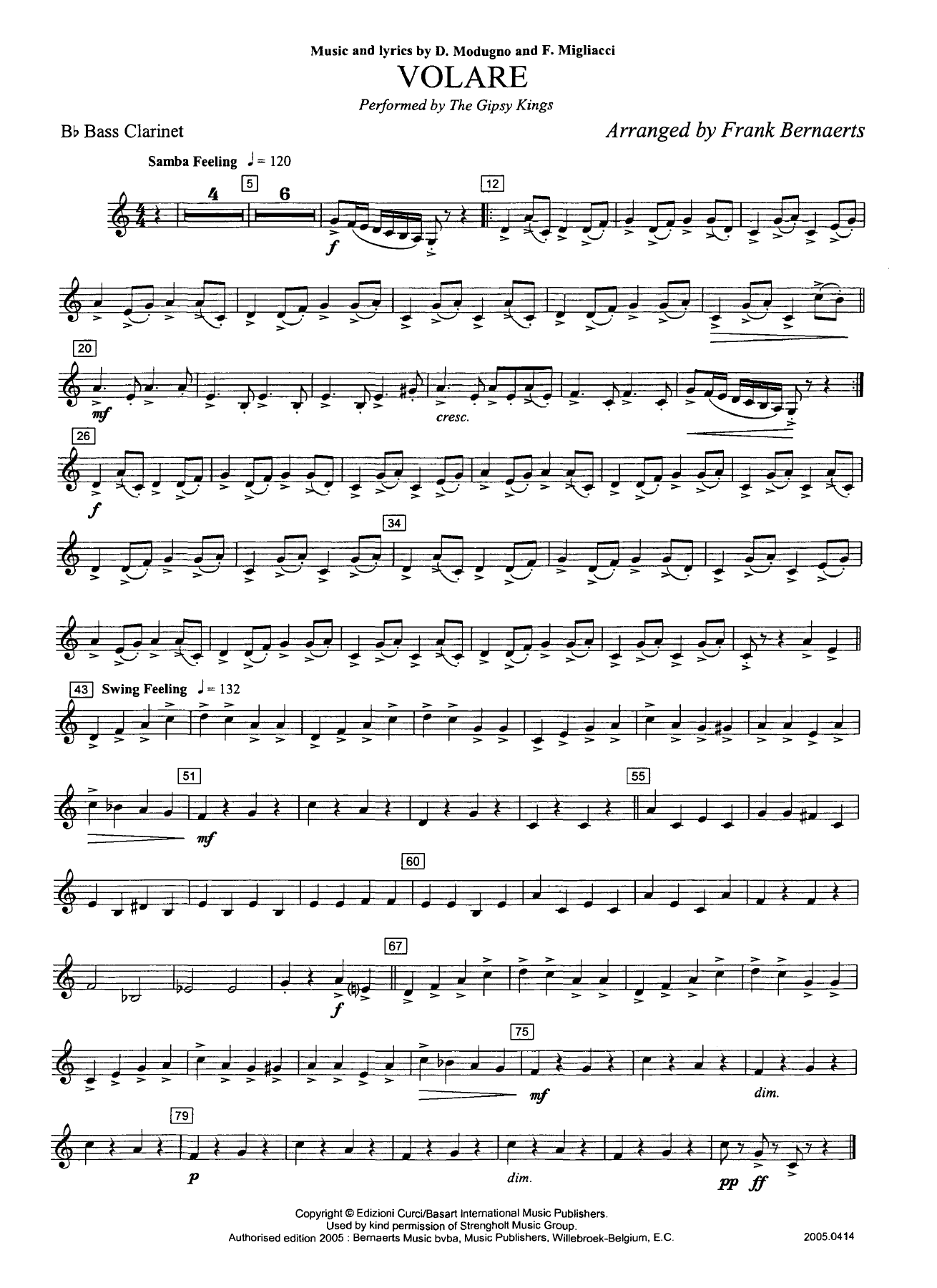 Clarinette Basse Bb — sheet music cover (first page)