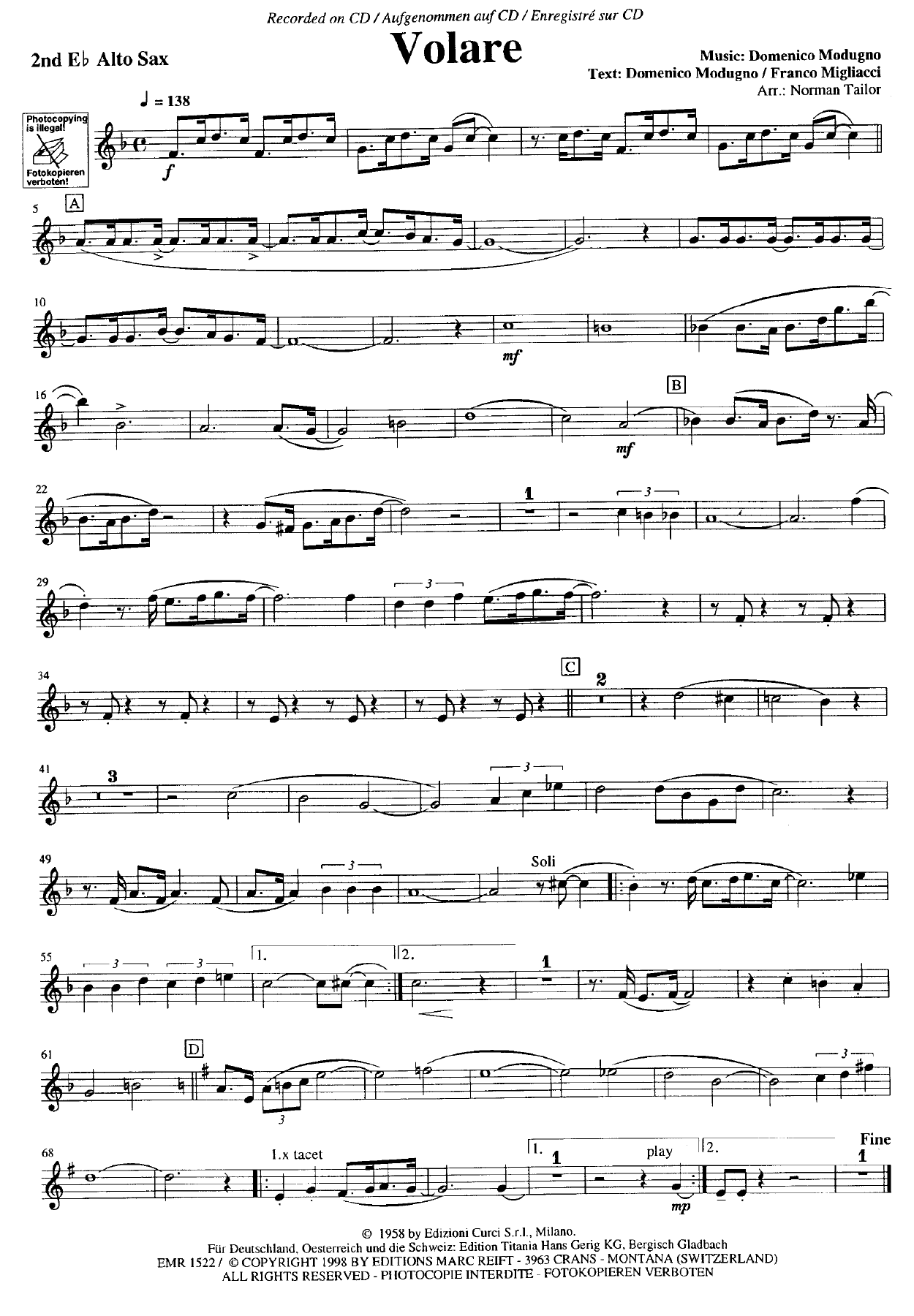 Saxo Alto 2 — sheet music cover (first page)