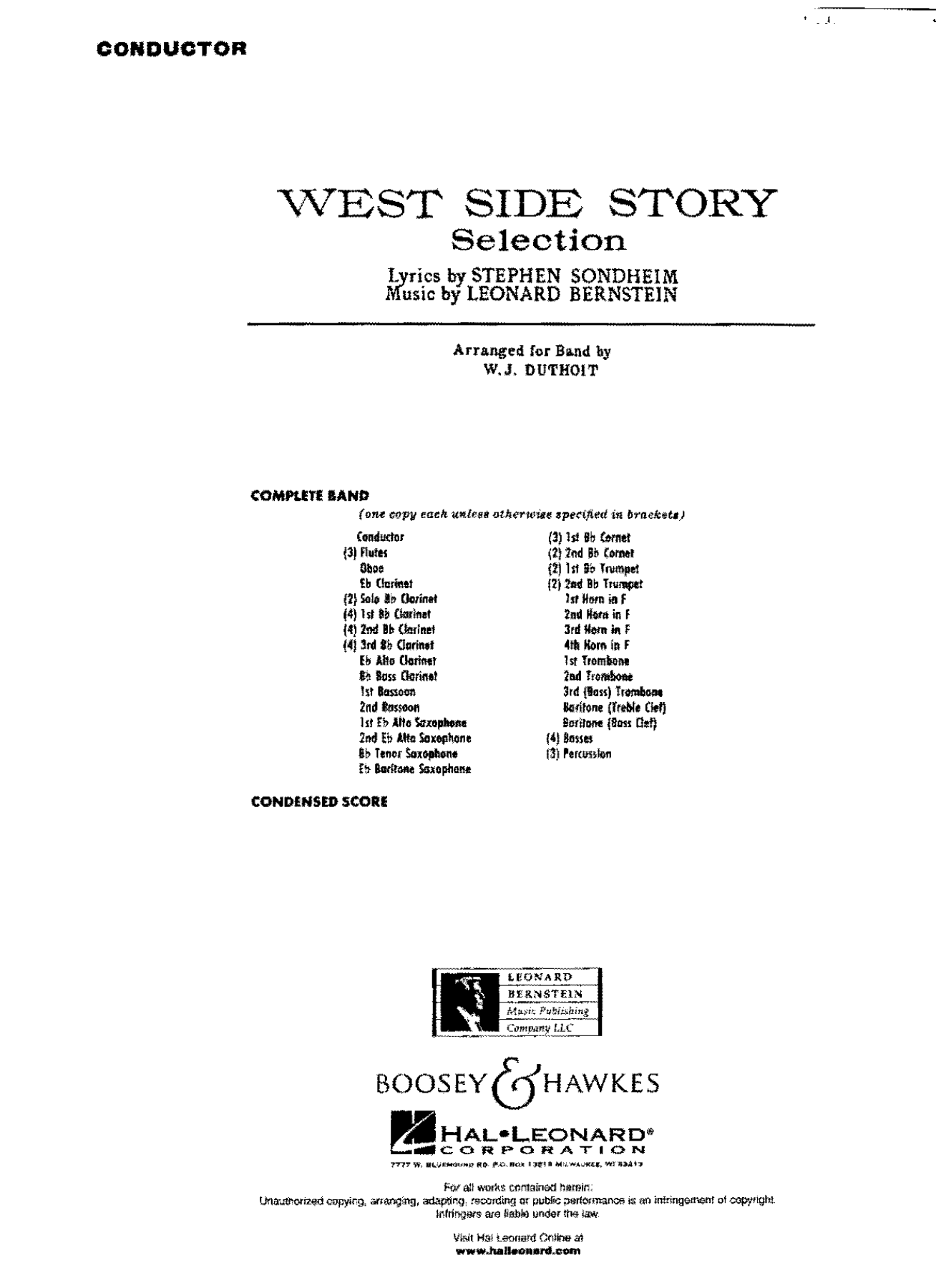 West Side Story — sheet music preview