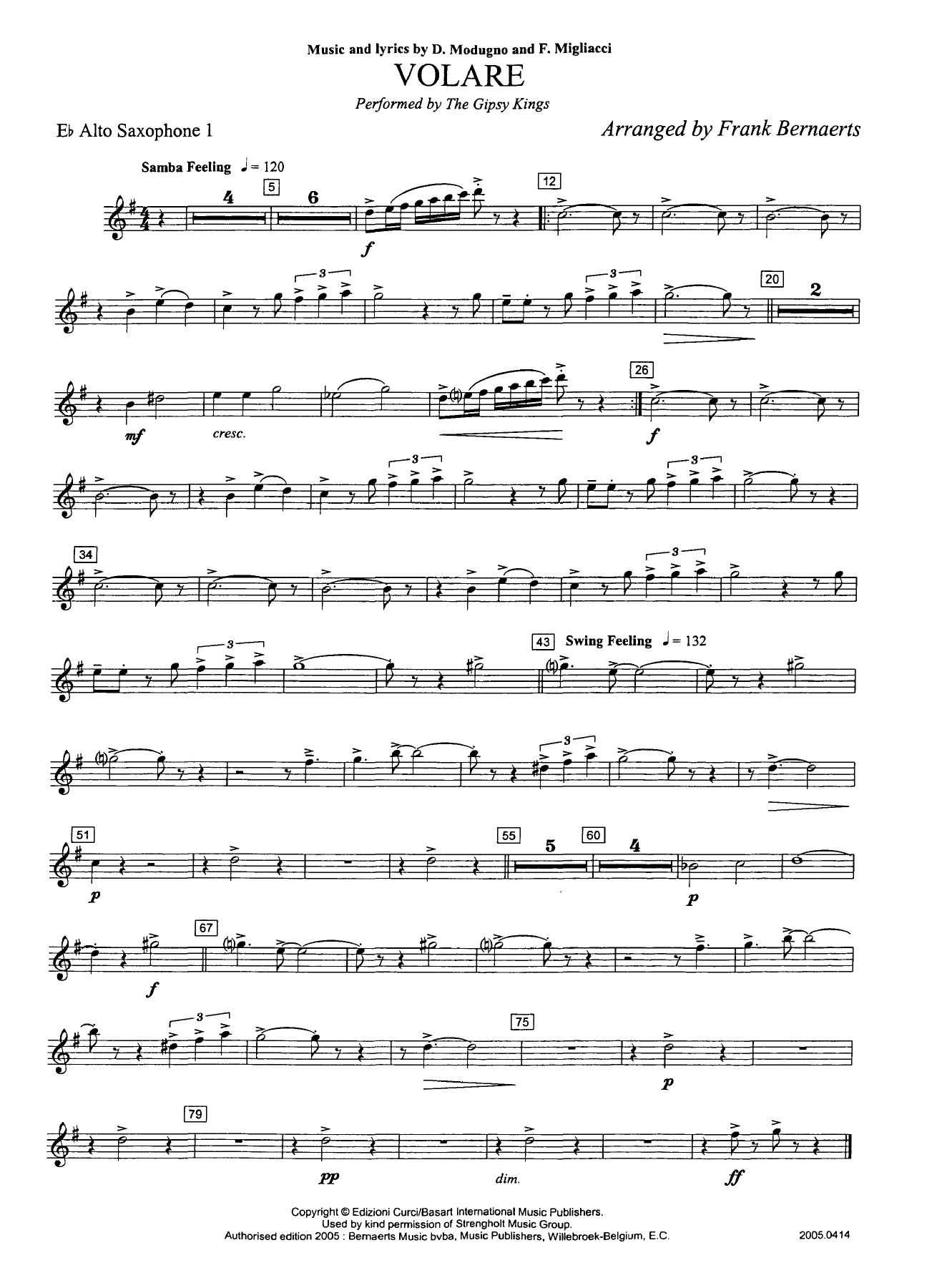 Saxo Alto — sheet music cover (first page)