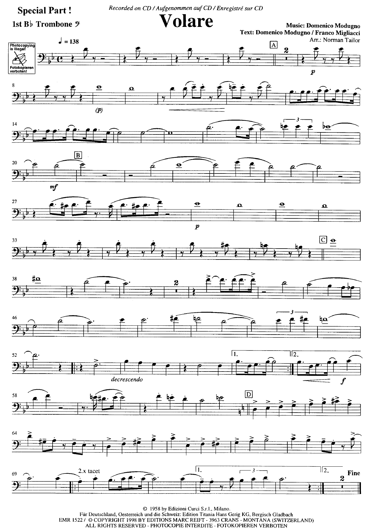 Trombon Sib 1 Especial — concert_band sheet music arranged by Norman Tailor | Swing