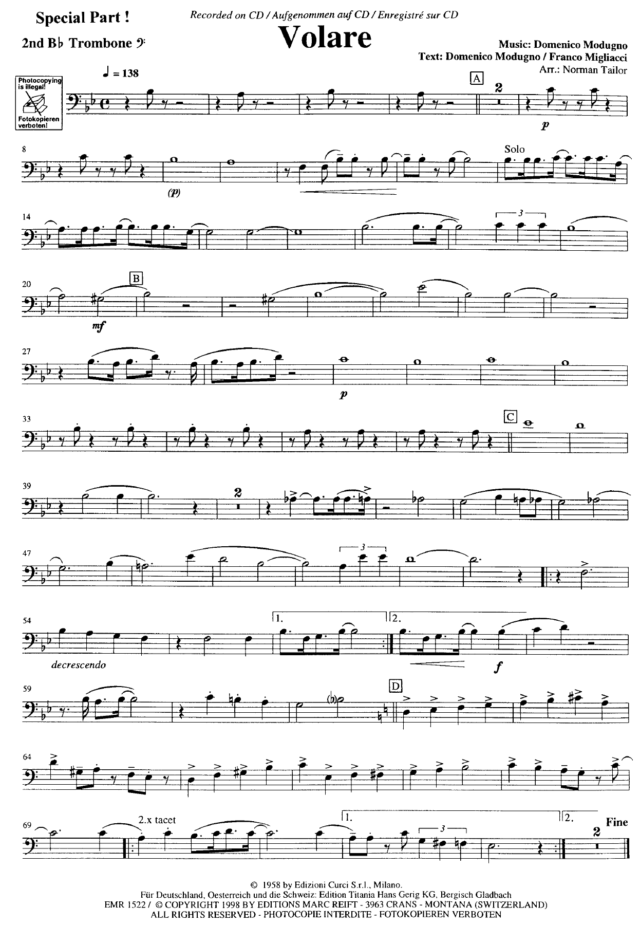 Trombon Sib 2 Especial — concert_band sheet music arranged by Norman Tailor | Swing