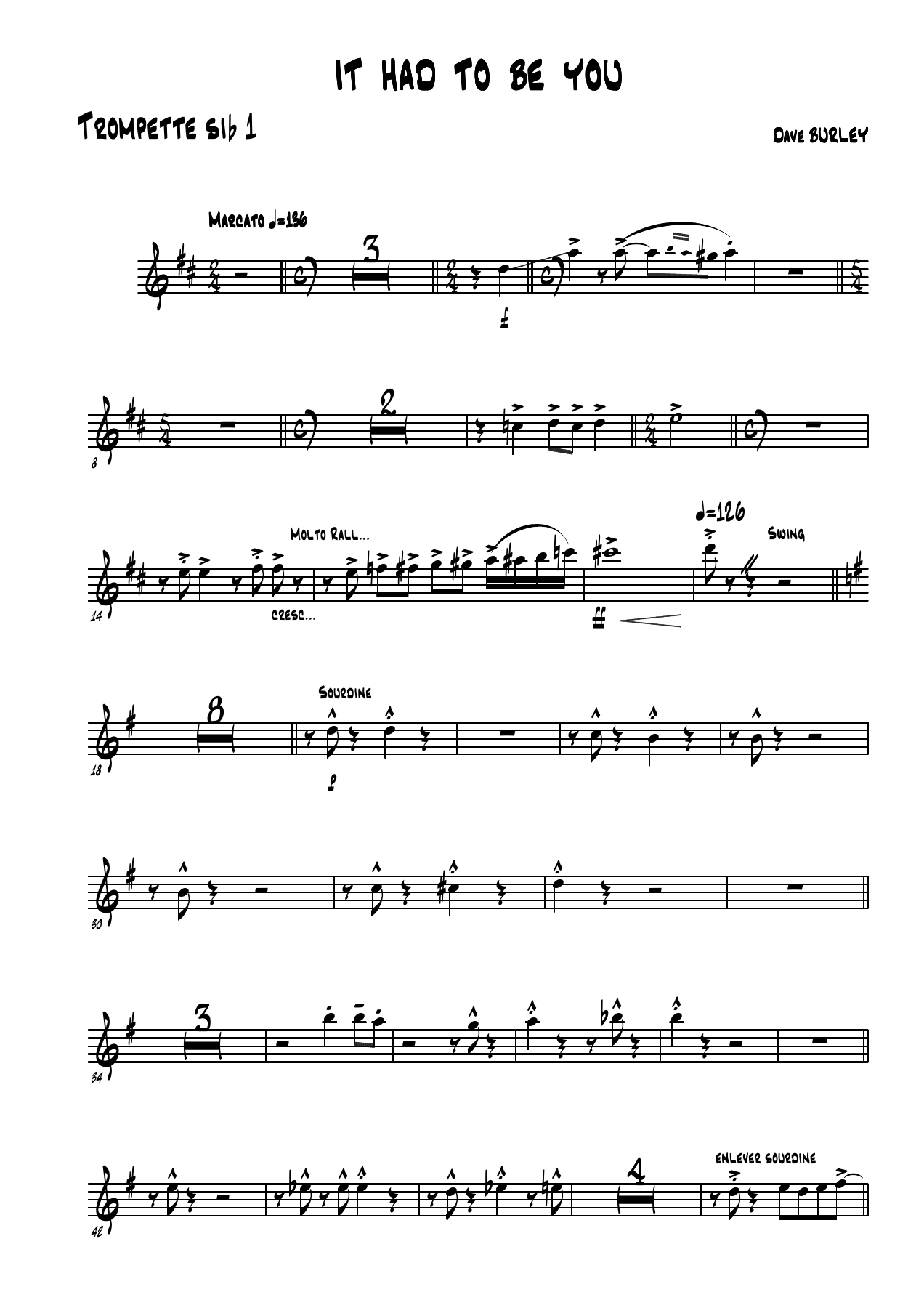 It had to be you - 008 Trompette — big_band_vocal sheet music arranged by Dave Burley | Jazz Standard