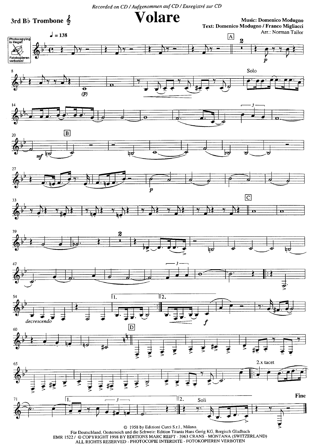 Trombon Sib 3 — concert_band sheet music arranged by Norman Tailor | Swing
