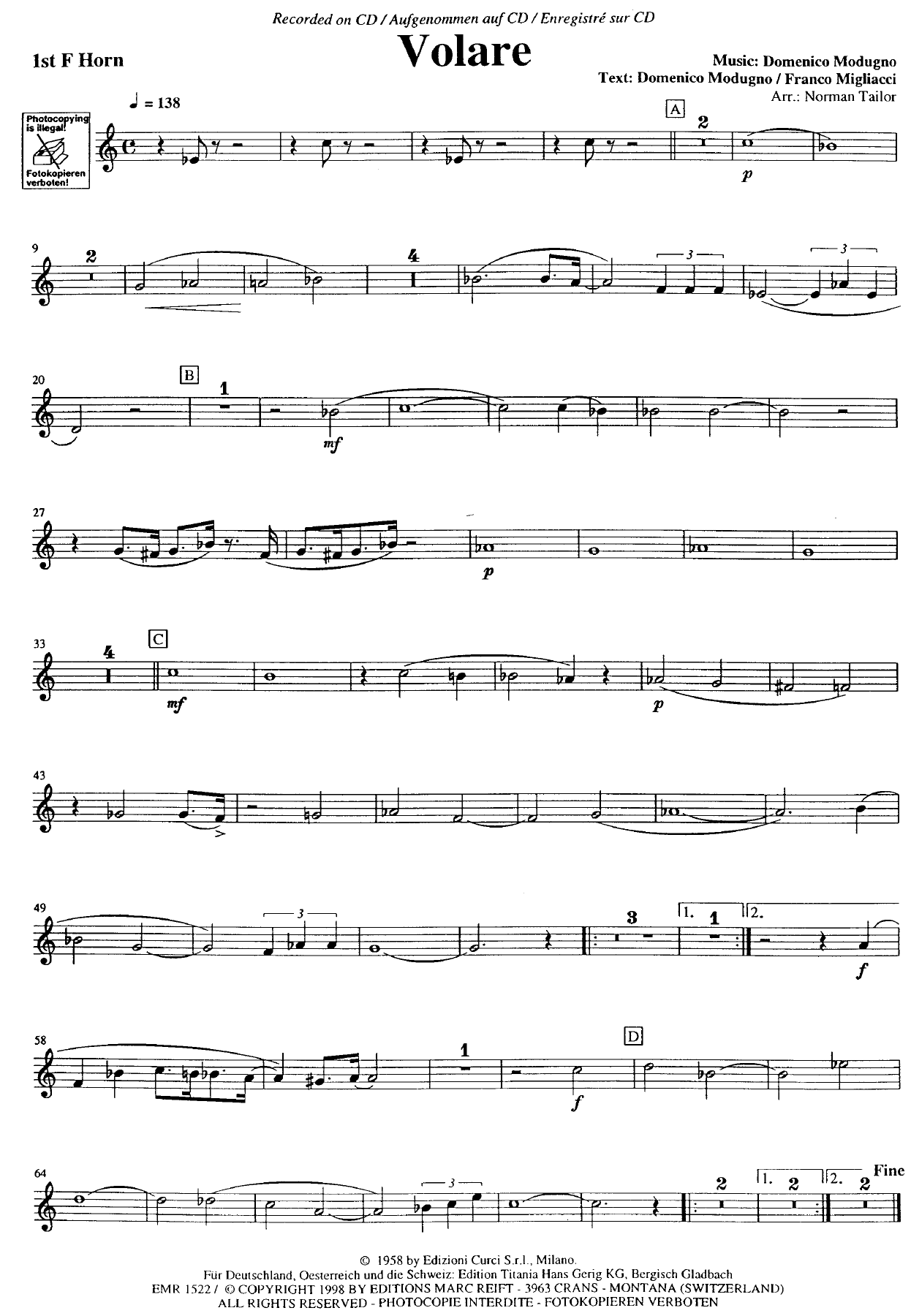 Trompa Fa 1 — concert_band sheet music arranged by Norman Tailor | Swing