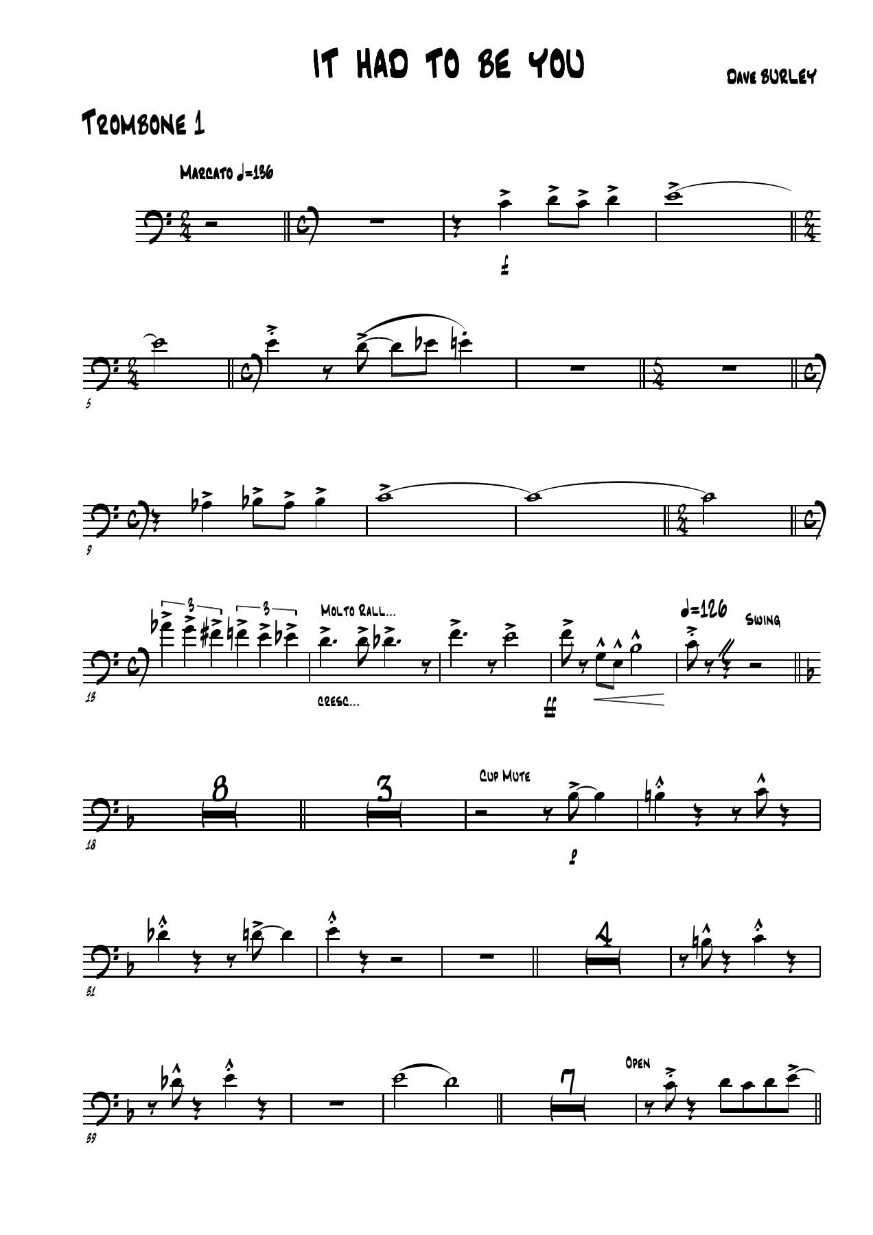 It had to be you - 012 Trombone — big_band_vocal sheet music arranged by Dave Burley | Jazz Standard