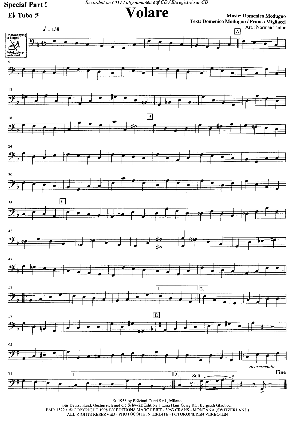 Tuba Mib Especial — concert_band sheet music arranged by Norman Tailor | Jazz Standard