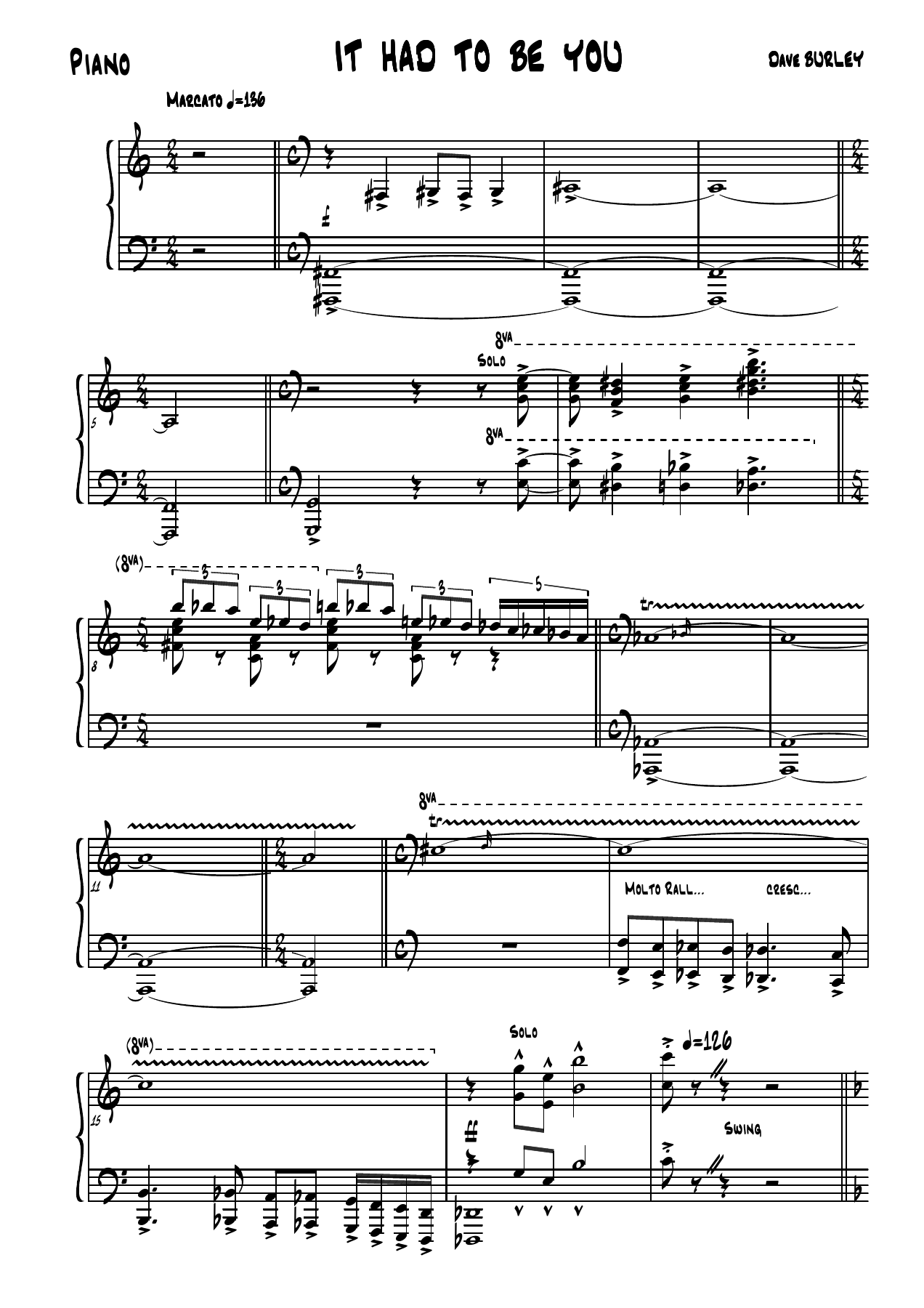 It had to be you - 017 Piano — big_band_vocal sheet music arranged by Dave Burley | Jazz Standard