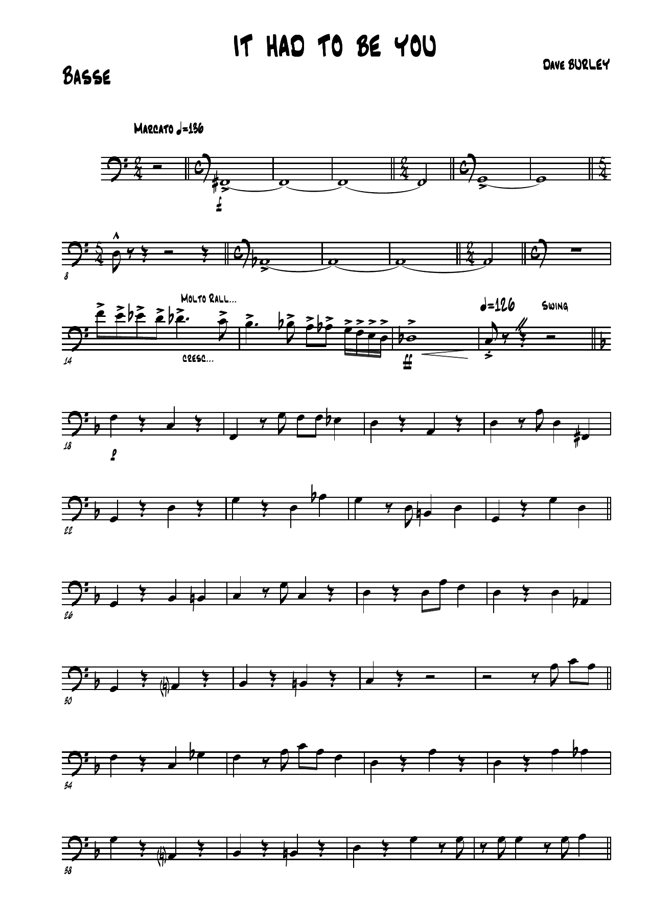 It had to be you - 018 Basse — big_band_vocal sheet music arranged by Dave Burley | Jazz Standard