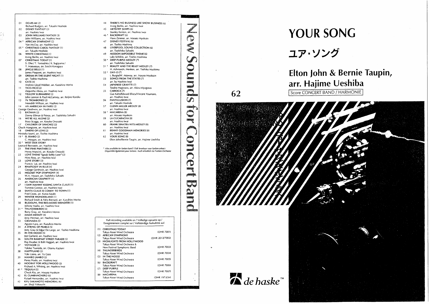 Your Song (H.Ueshiba) E.John — sheet music cover (first page)