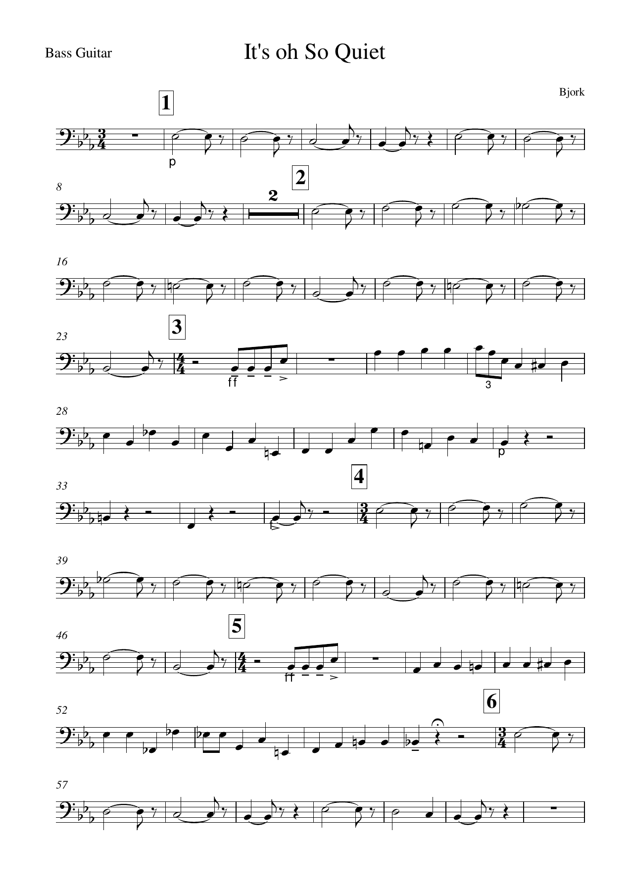 bjork-its oh so quiet — sheet music cover (first page)