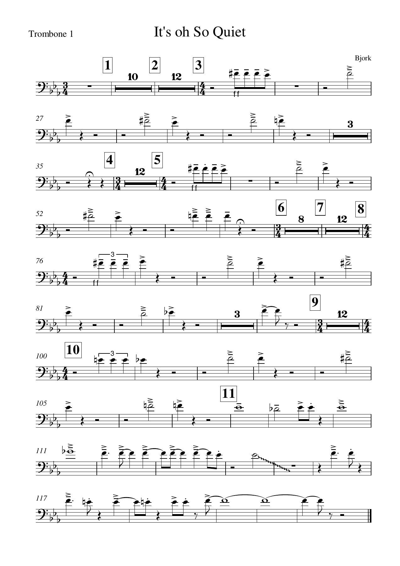 bjork-its oh so quiet- Trombone1 — big_band_vocal sheet music arranged by Bjork | Pop