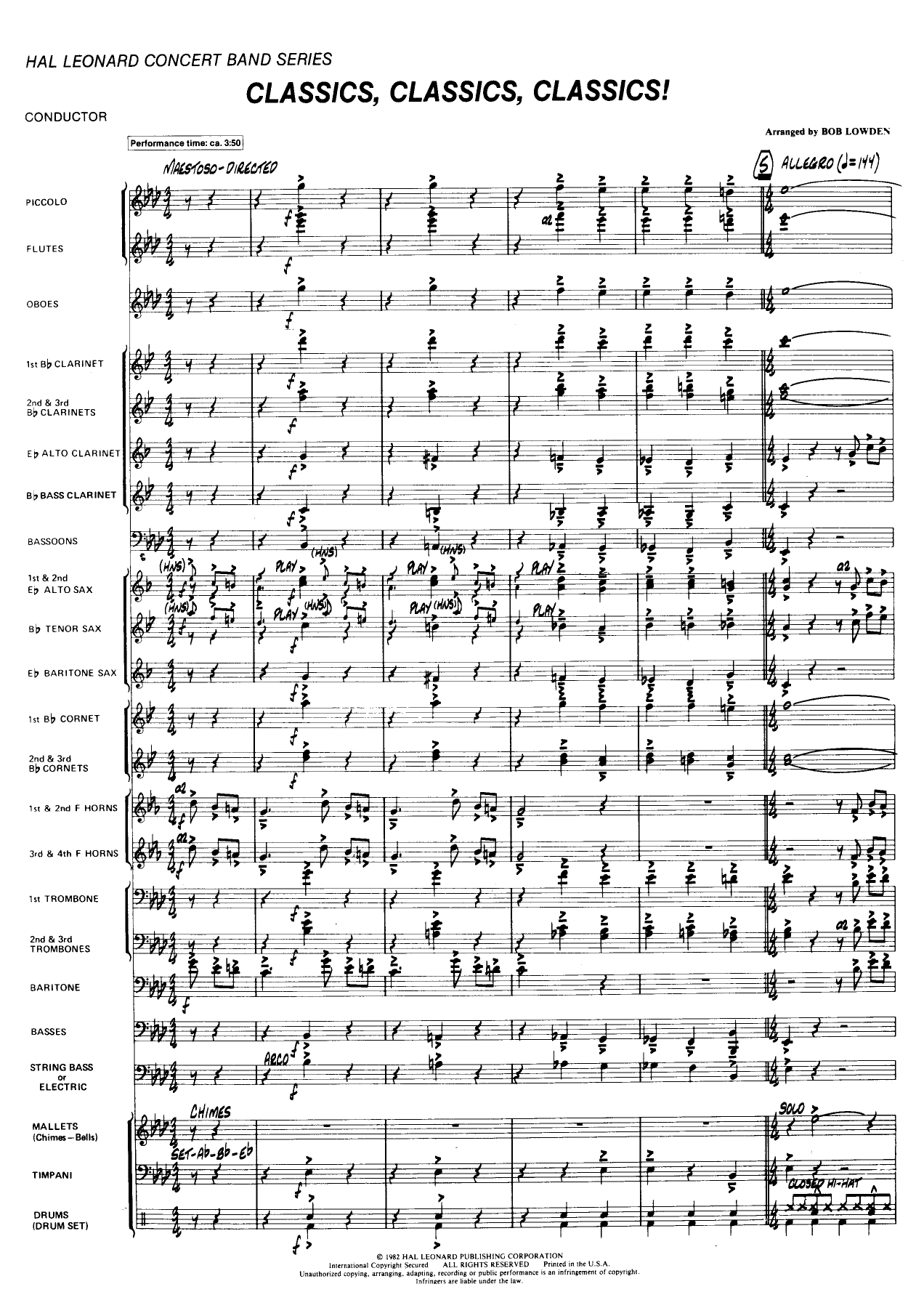 Classic, Classics, Classics — sheet music cover (first page)