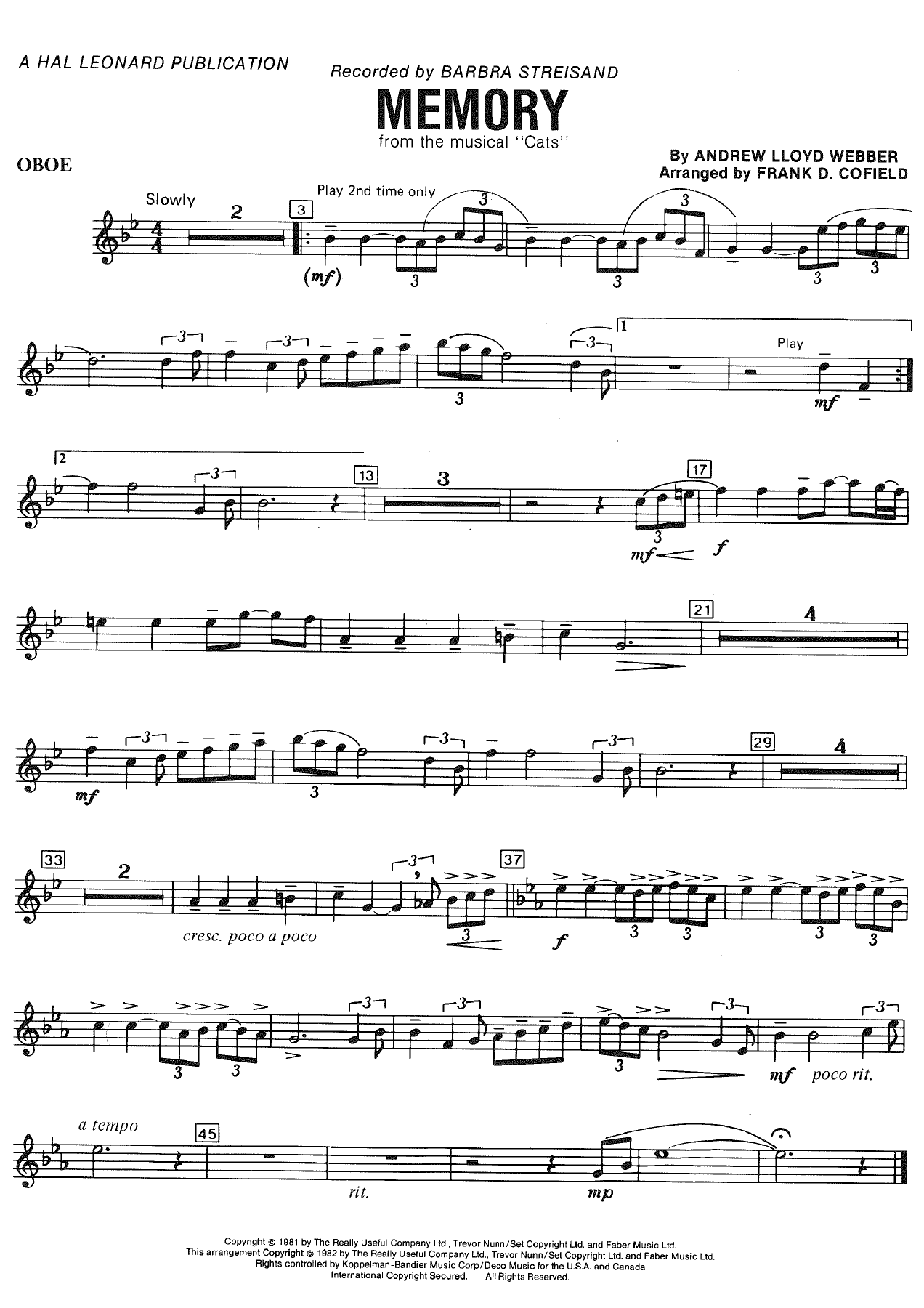 Memory - Andrew Lloyd Webber arr. Frank D. Cofield — page 2