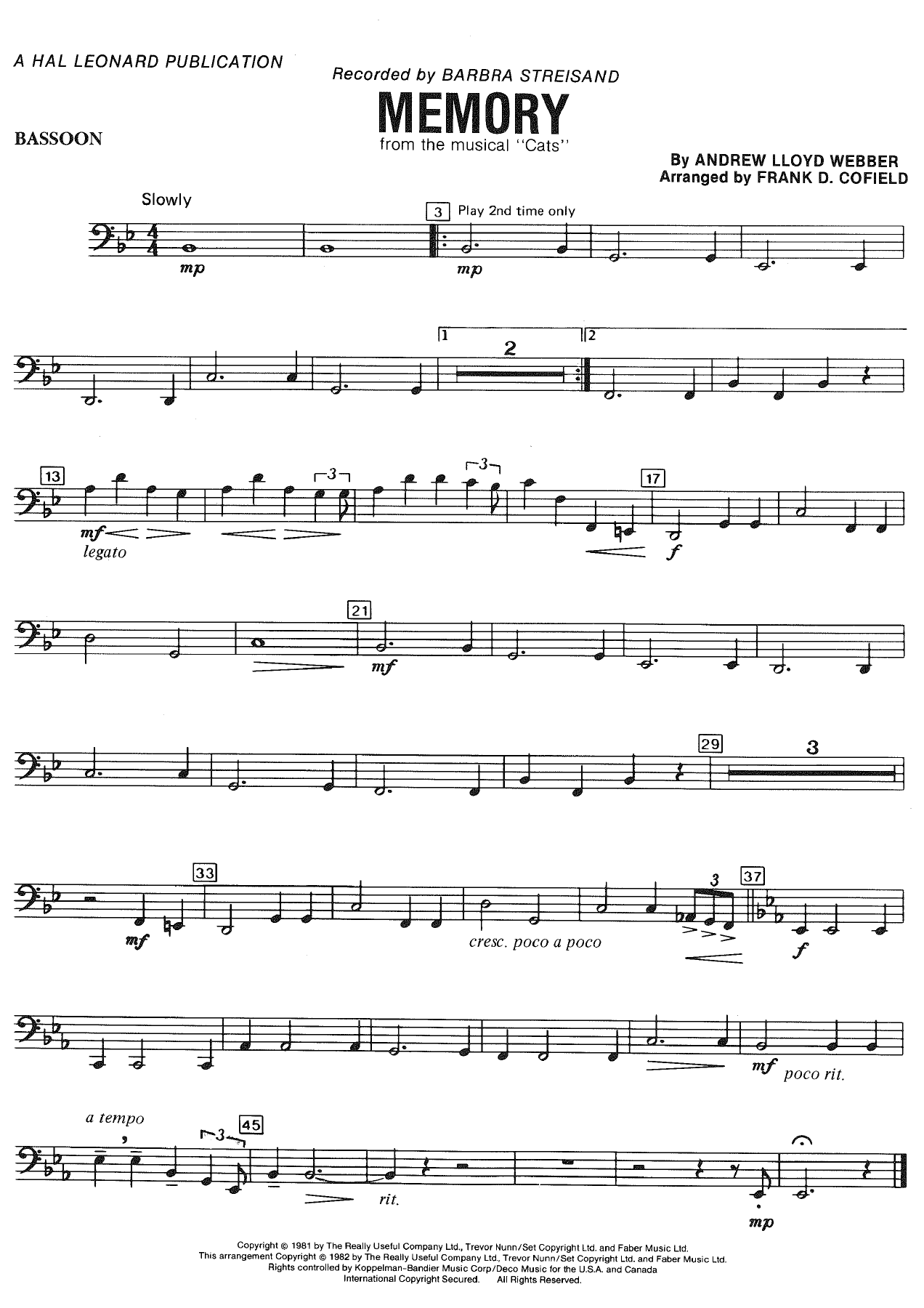 Memory - Andrew Lloyd Webber arr. Frank D. Cofield — page 3