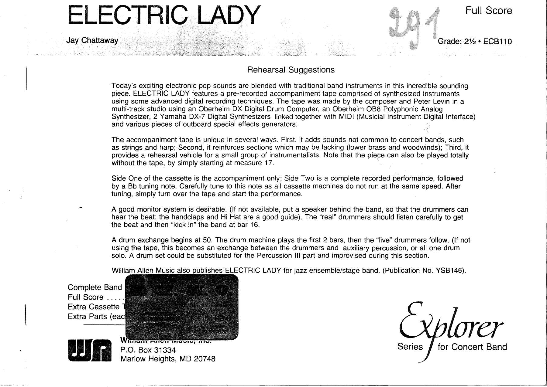 Electric Lady — sheet music cover (first page)