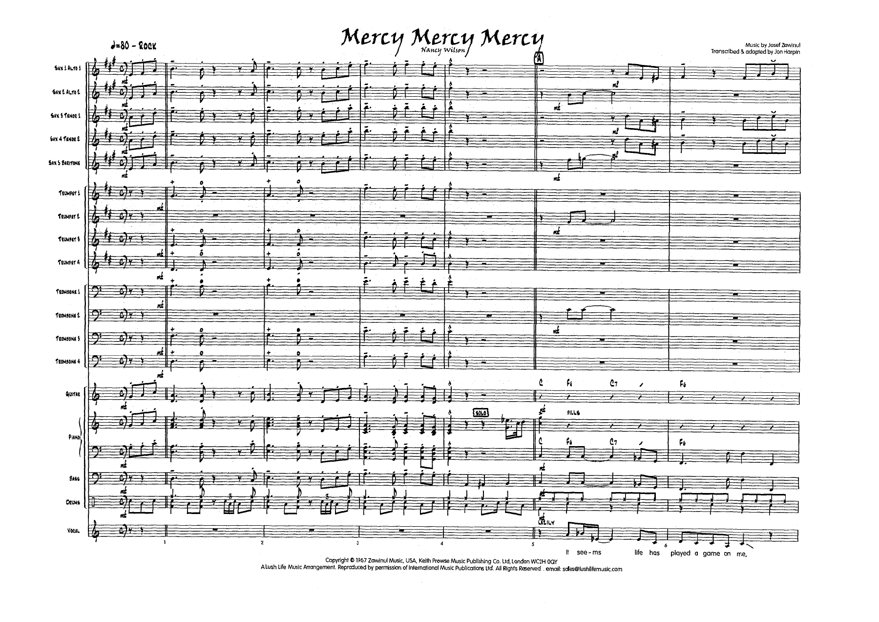 Mercy, Mercy, Mercy — sheet music cover (first page)