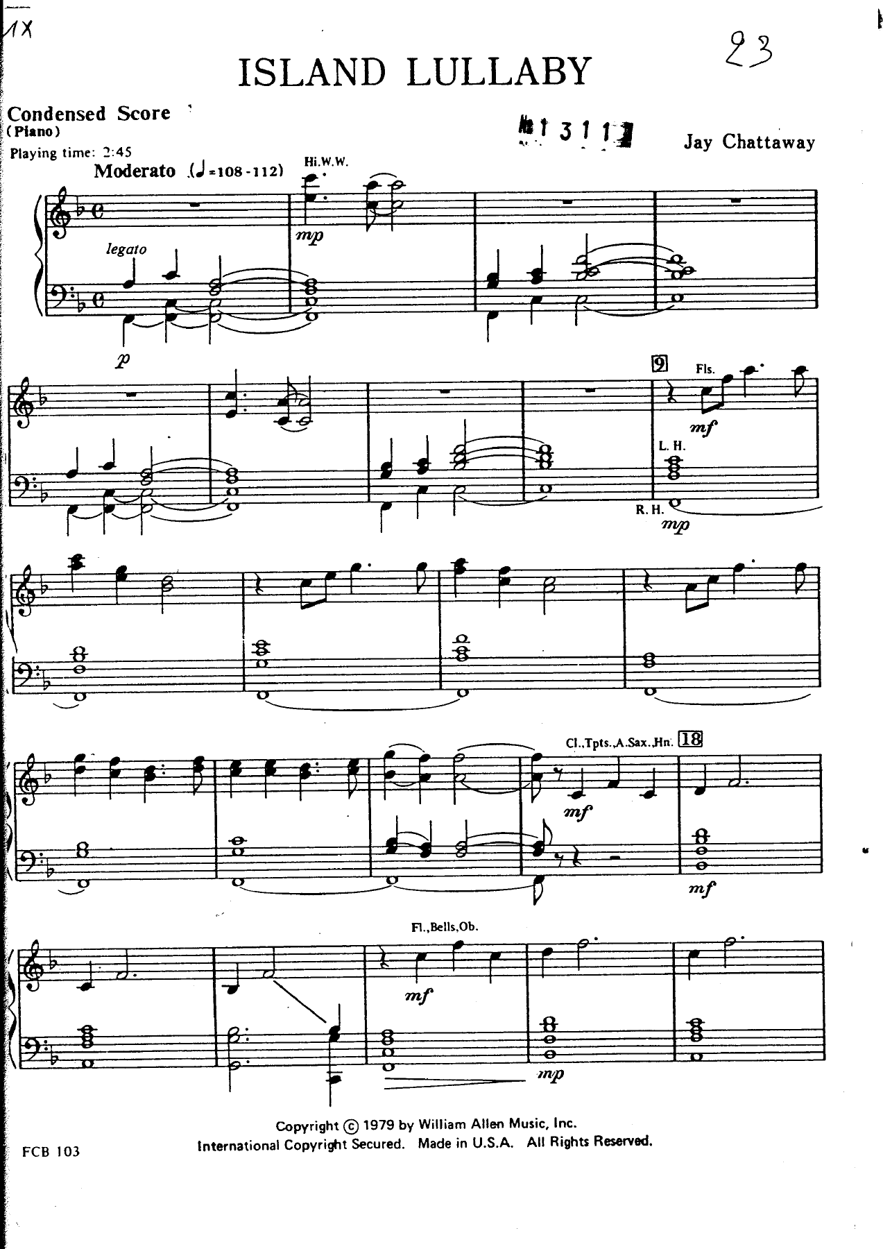 Island Lullaby — sheet music cover (first page)