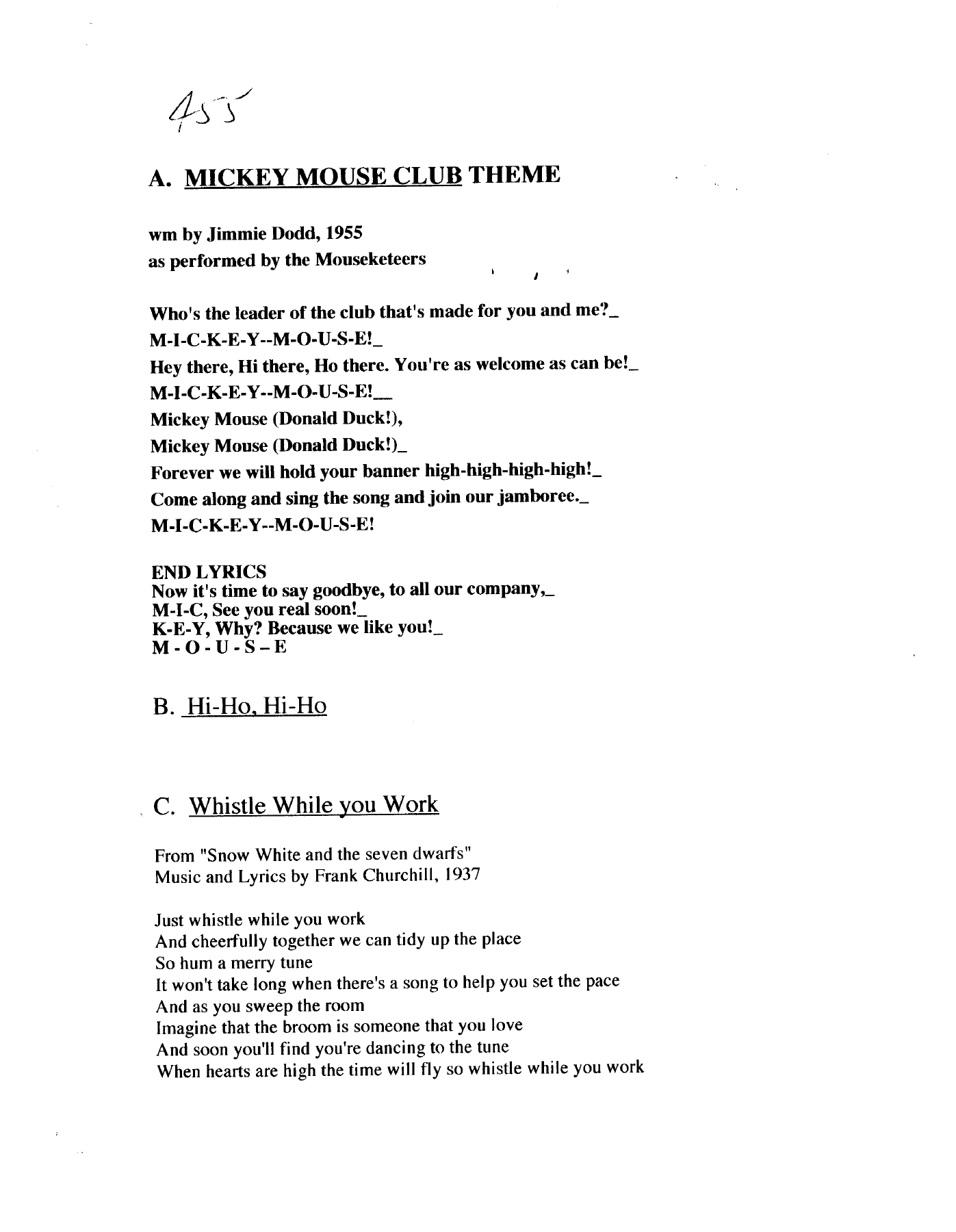 Mickey Mouse Medley — sheet music preview