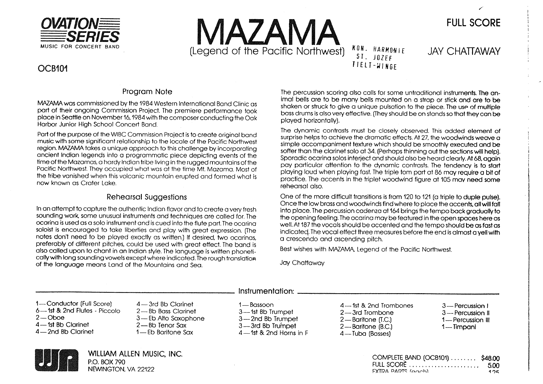 Mazama — sheet music cover (first page)