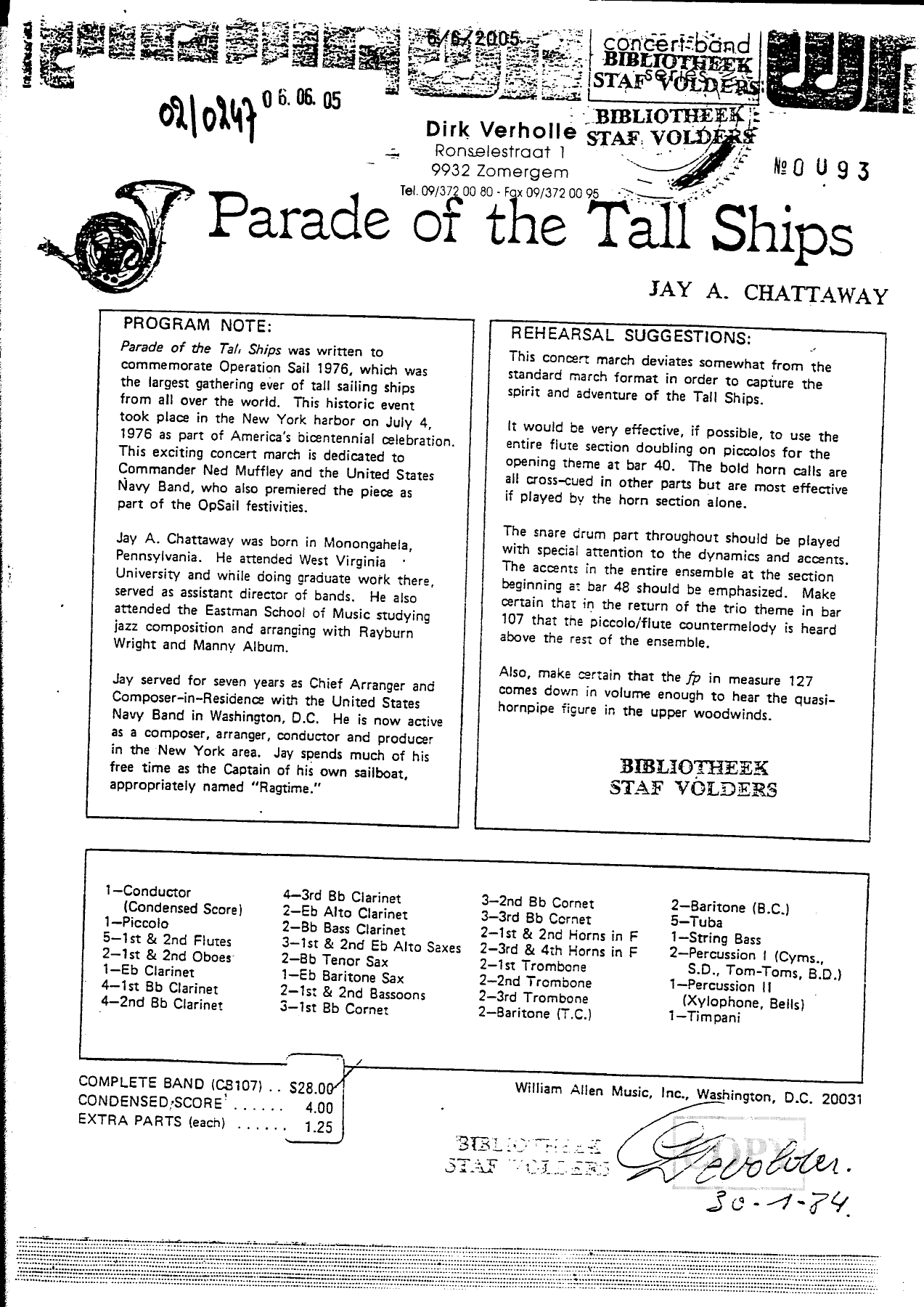 Parade of the Tall Ships — sheet music cover (first page)