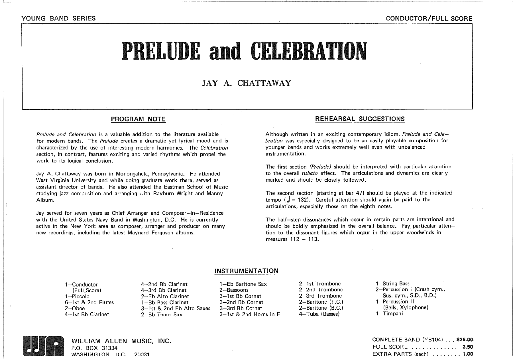 Prelude And Celebration — sheet music cover (first page)