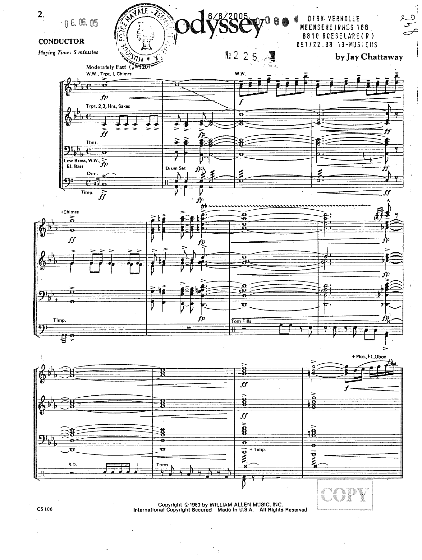 Odyssee — sheet music cover (first page)