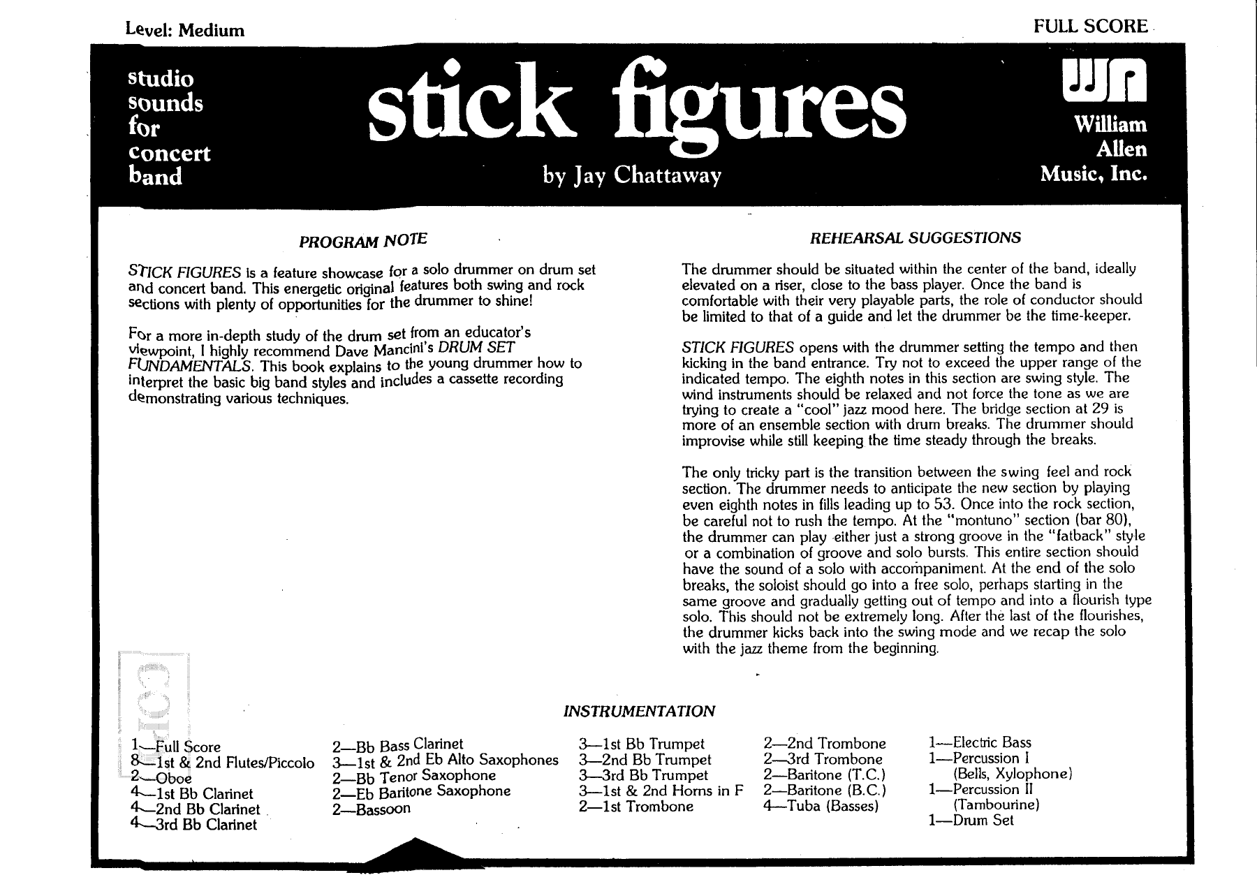 Stick Figures — concert_band sheet music arranged by Jay Chattaway | Fusion