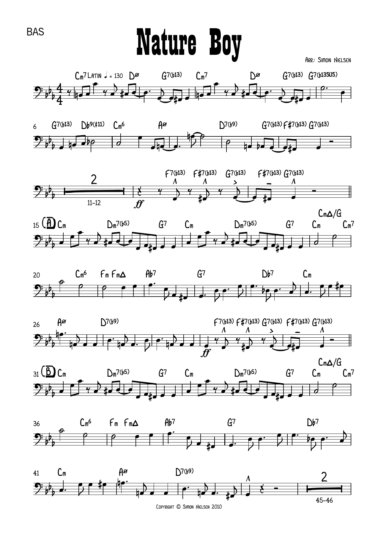 Nature Boy - Bas — sheet music preview