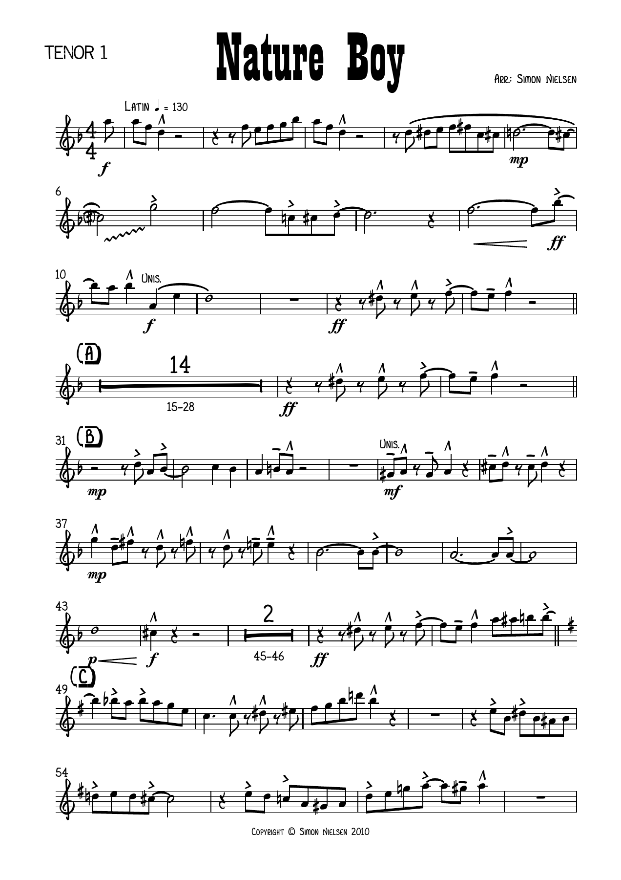 Nature Boy - Tenor — sheet music preview