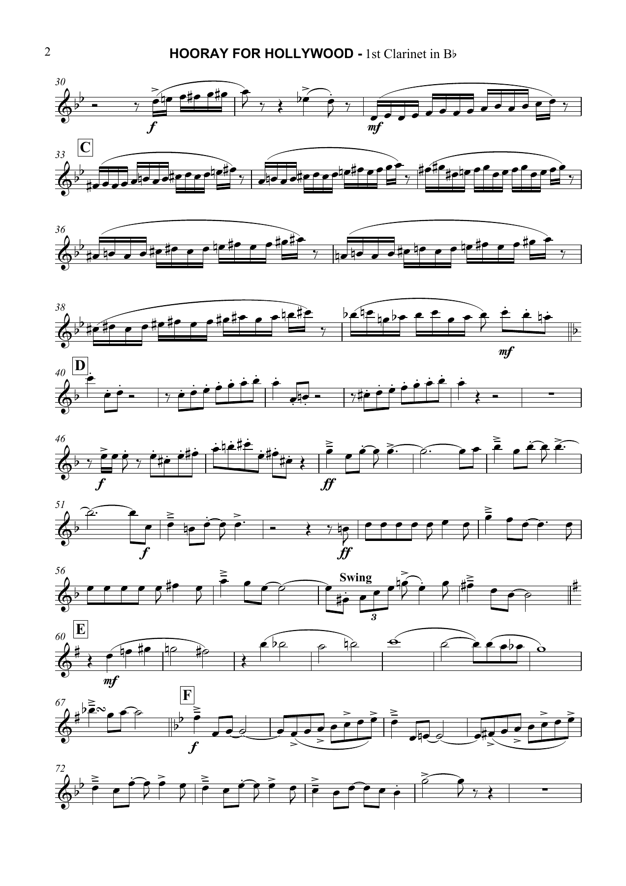 Hooray for Hollywood 1st Clarinet in Bb — page 2