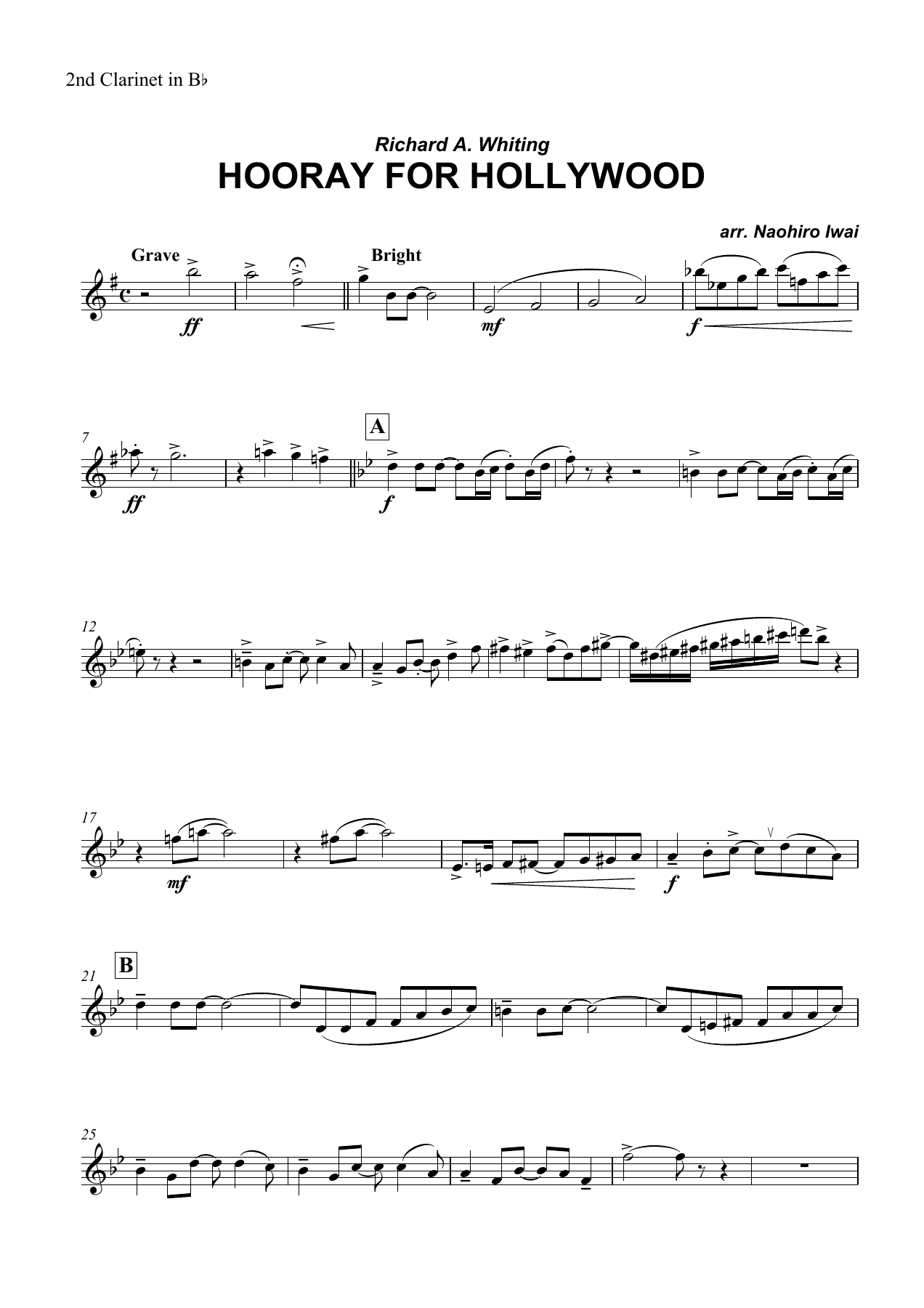 Hooray for Hollywood 2nd Clarinet in Bb — page 1