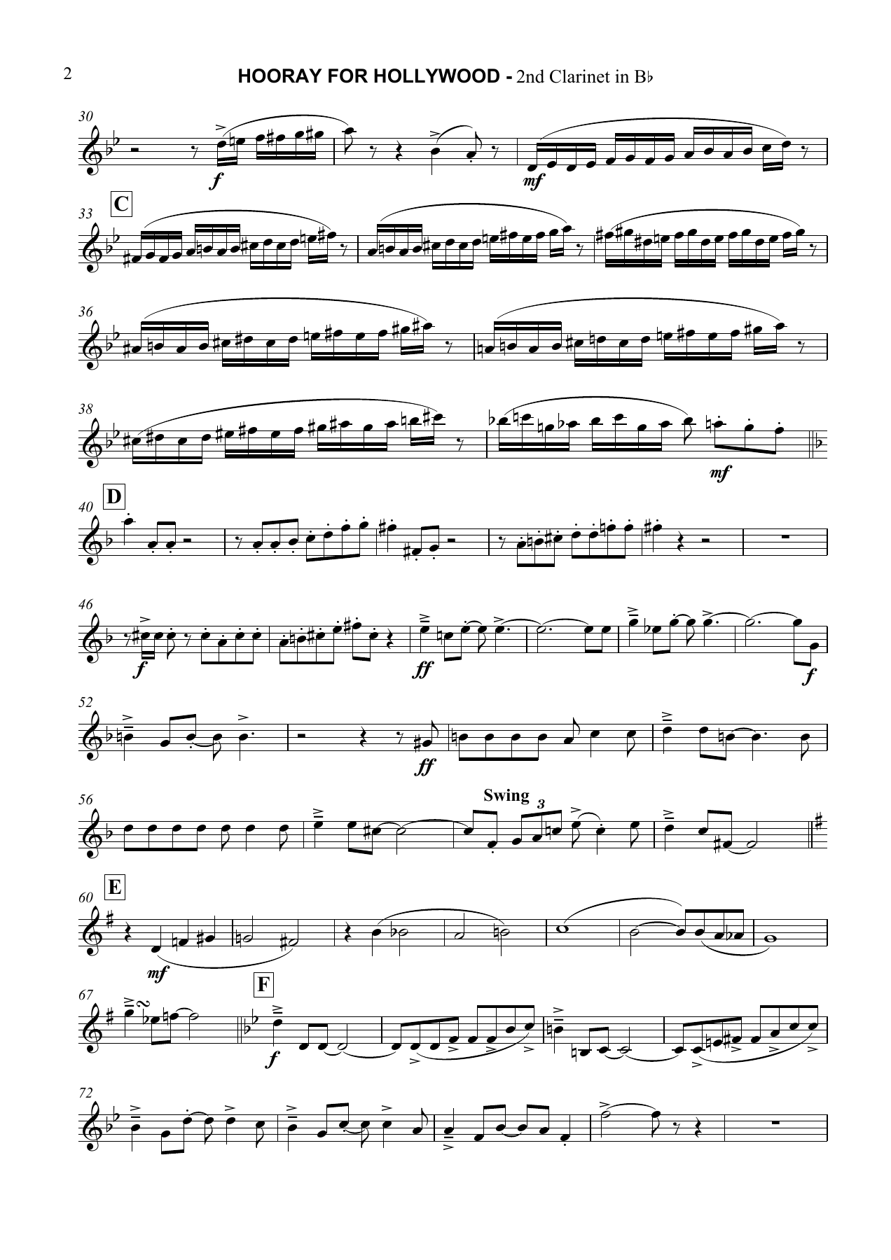 Hooray for Hollywood 2nd Clarinet in Bb — page 2
