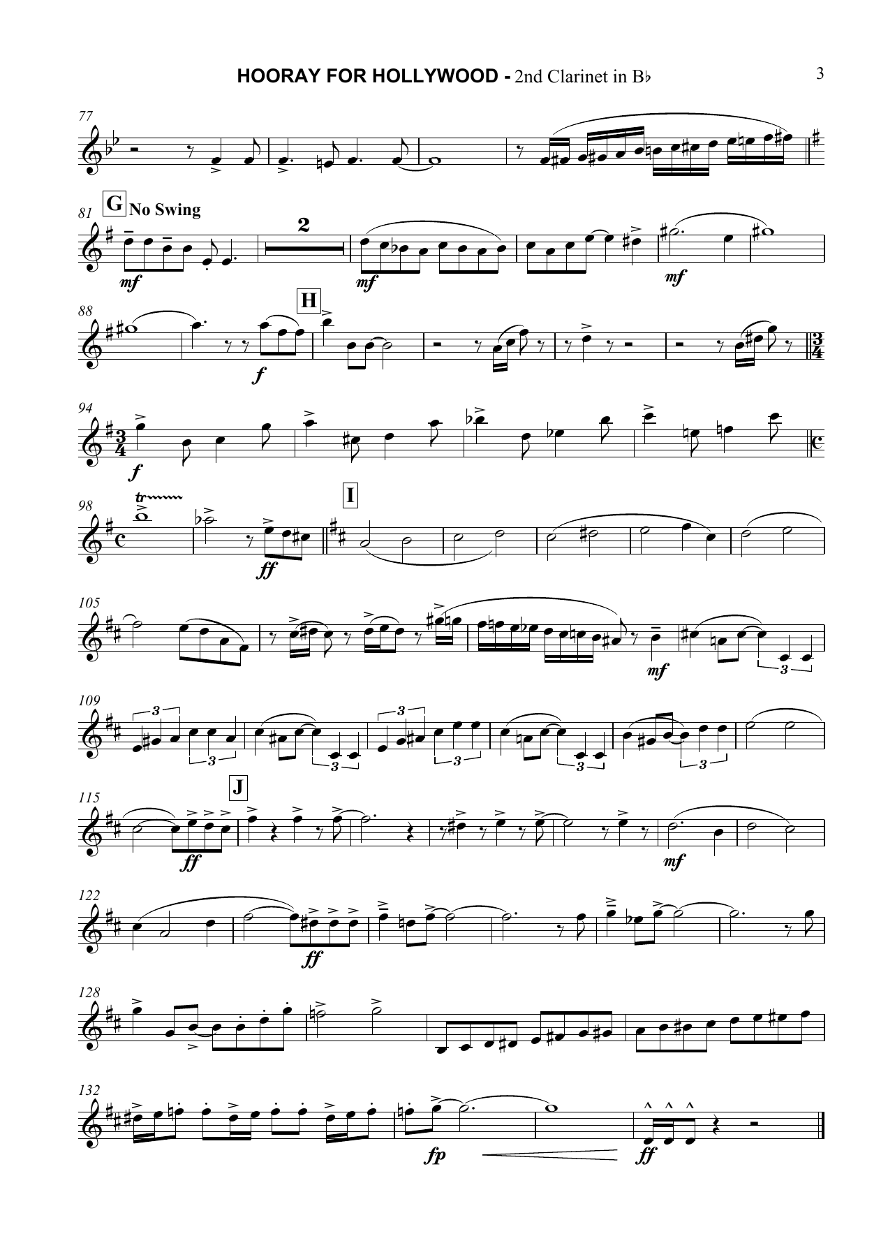 Hooray for Hollywood 2nd Clarinet in Bb — page 3