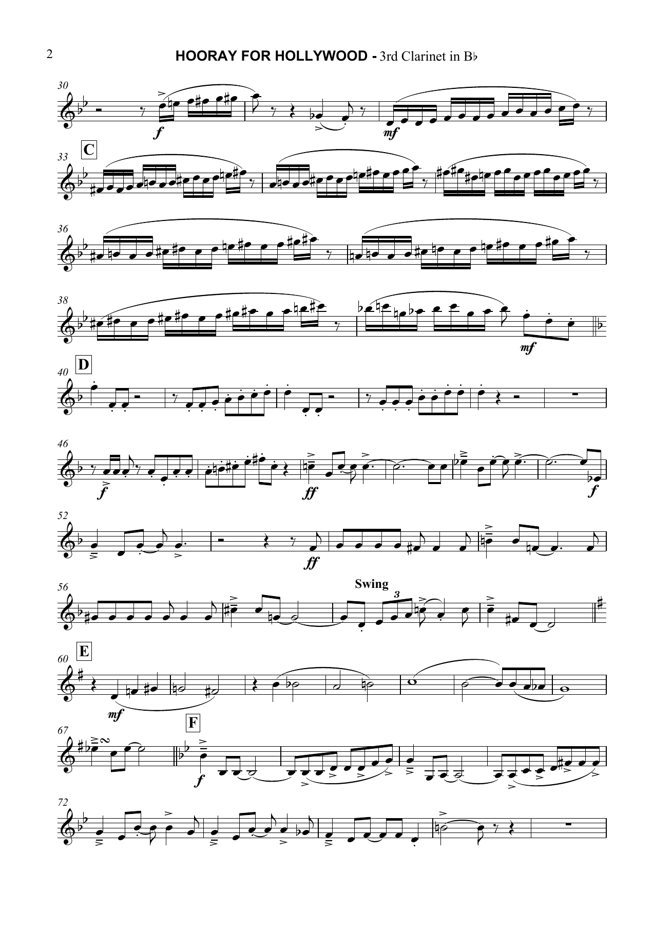 Hooray for Hollywood 3rd Clarinet in Bb — page 2