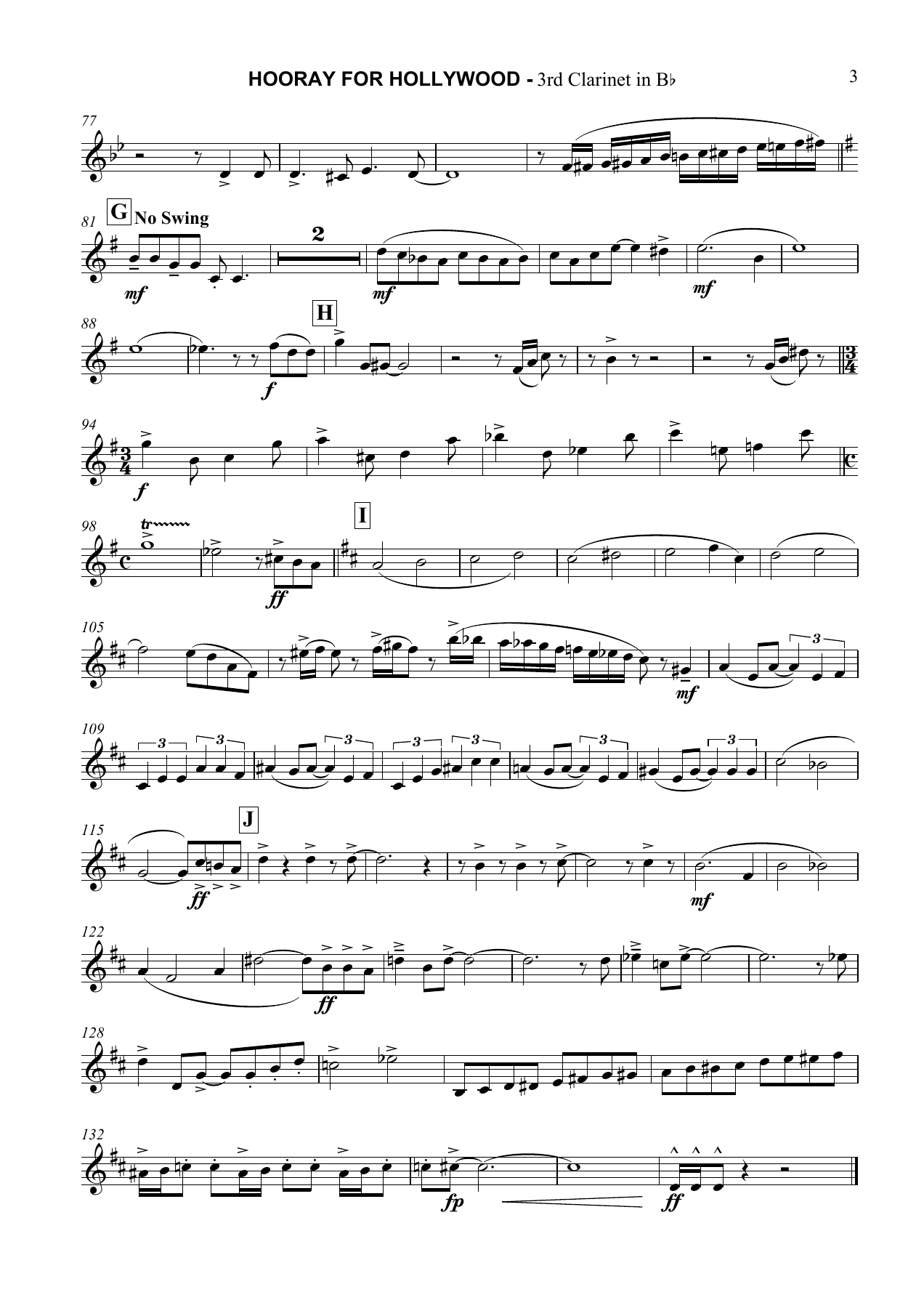 Hooray for Hollywood 3rd Clarinet in Bb — page 3